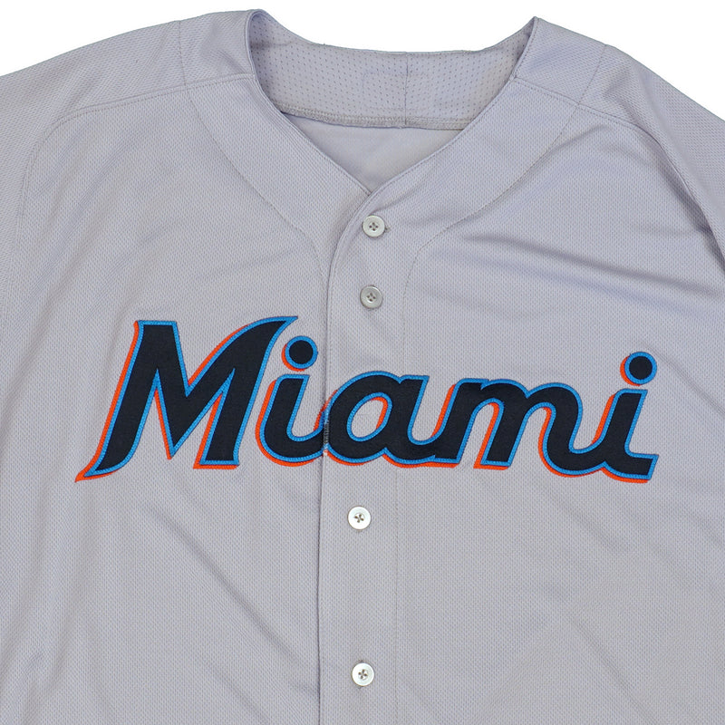 Mens MLB Miami Marlins Authentic On Field Flex Base Jersey - Road Gray