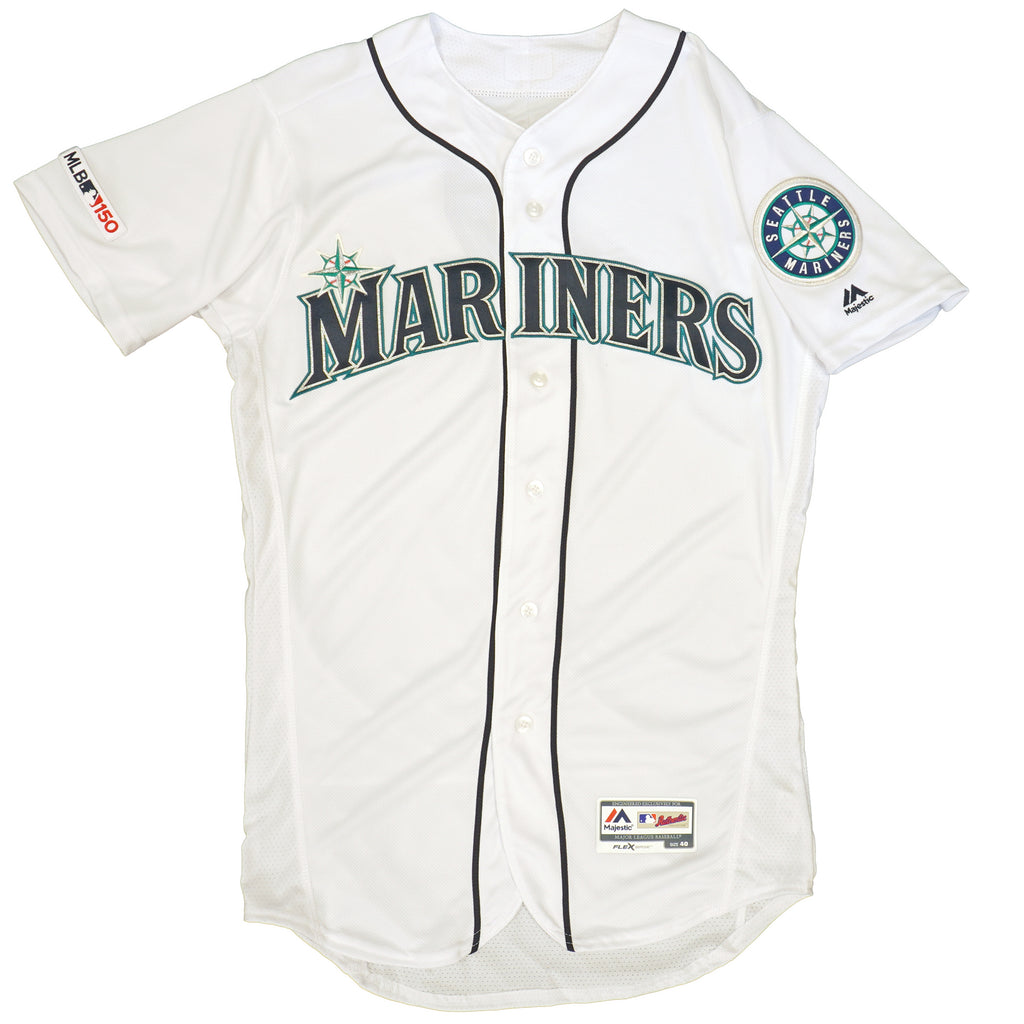Mens MLB Seattle Mariners Authentic On Field Flex Base Jersey - Home White