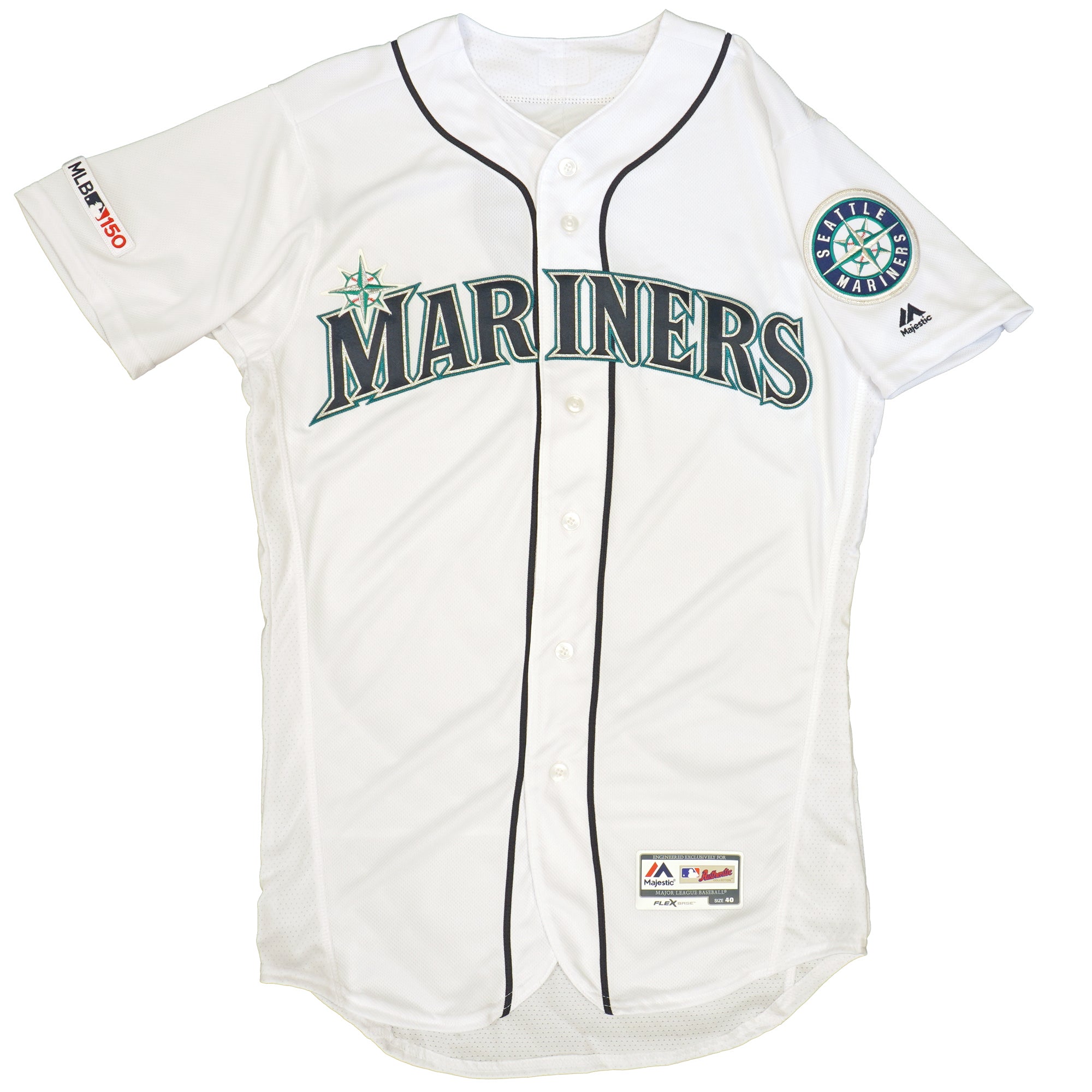 Mens MLB Seattle Mariners Authentic On Field Flex Base Jersey - Home White