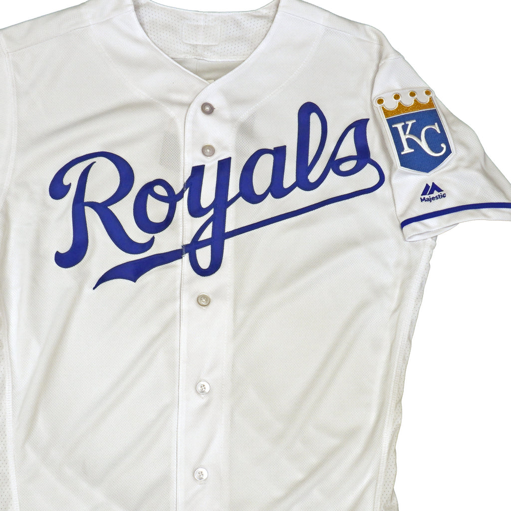 Mens MLB Kansas City Royals Authentic On Field Flex Base Jersey -Home White/Blue