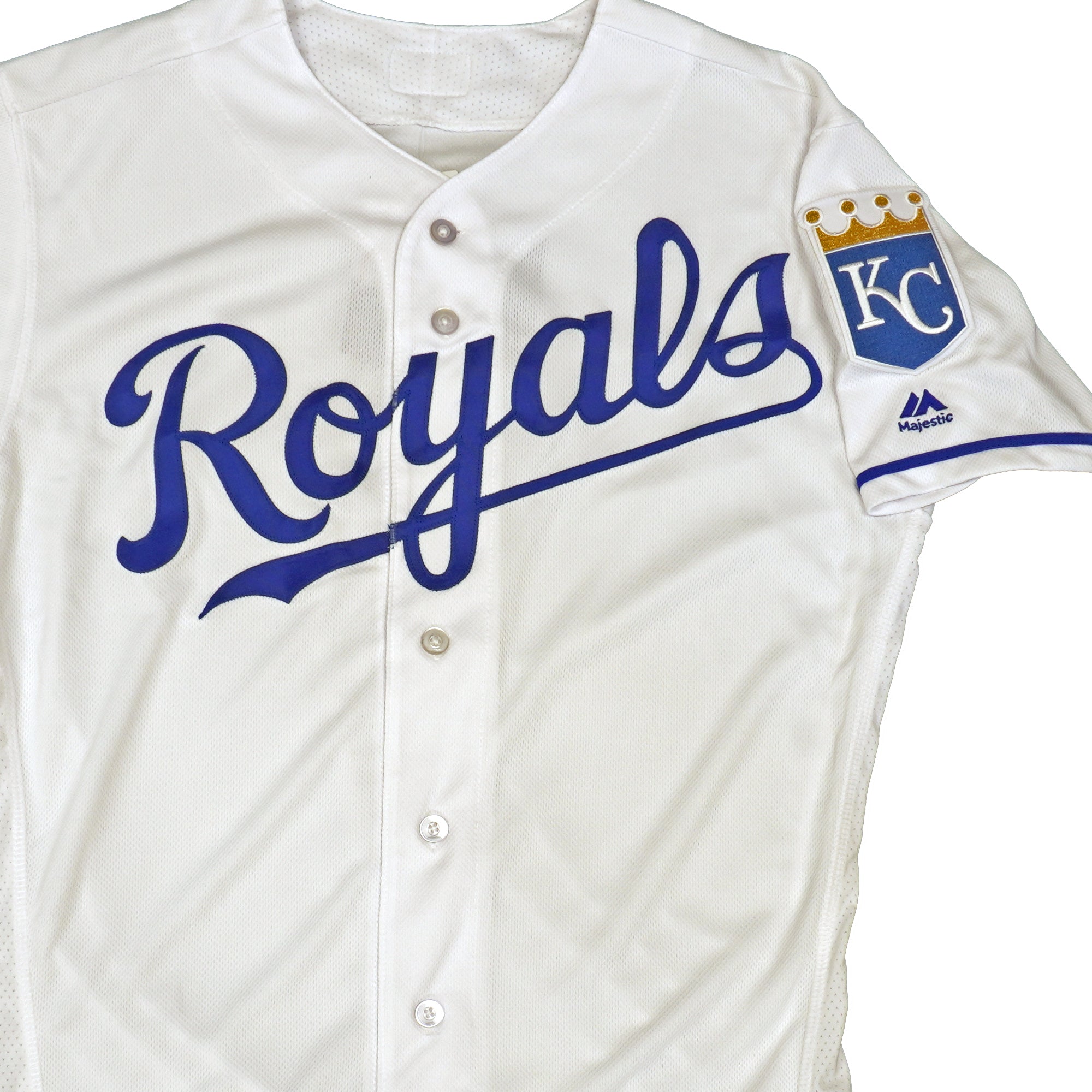 Mens MLB Kansas City Royals Authentic On Field Flex Base Jersey -Home White/Blue
