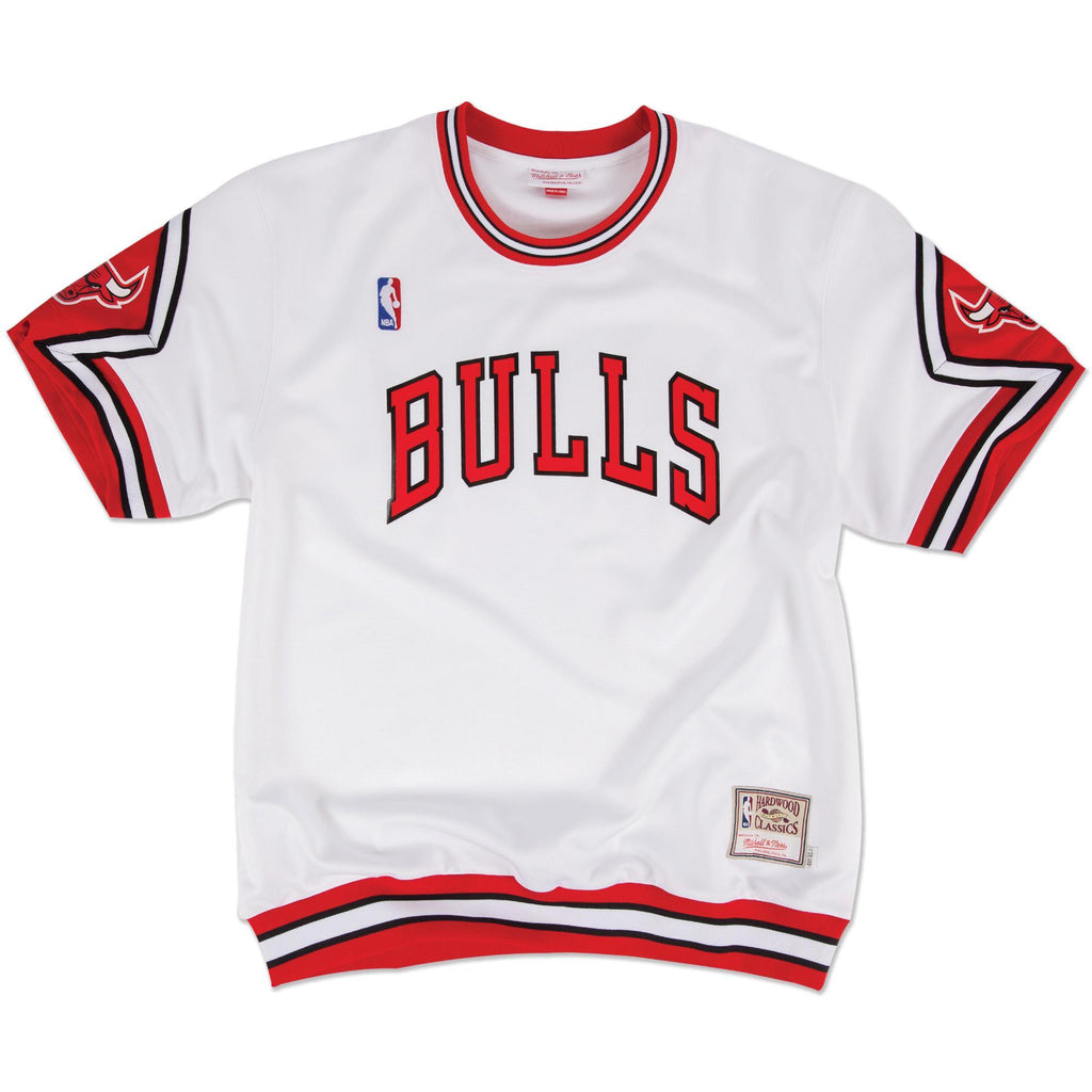Mens Mitchell & Ness NBA Authentic Shooting Shirt Chicago Bulls White - sneakAR