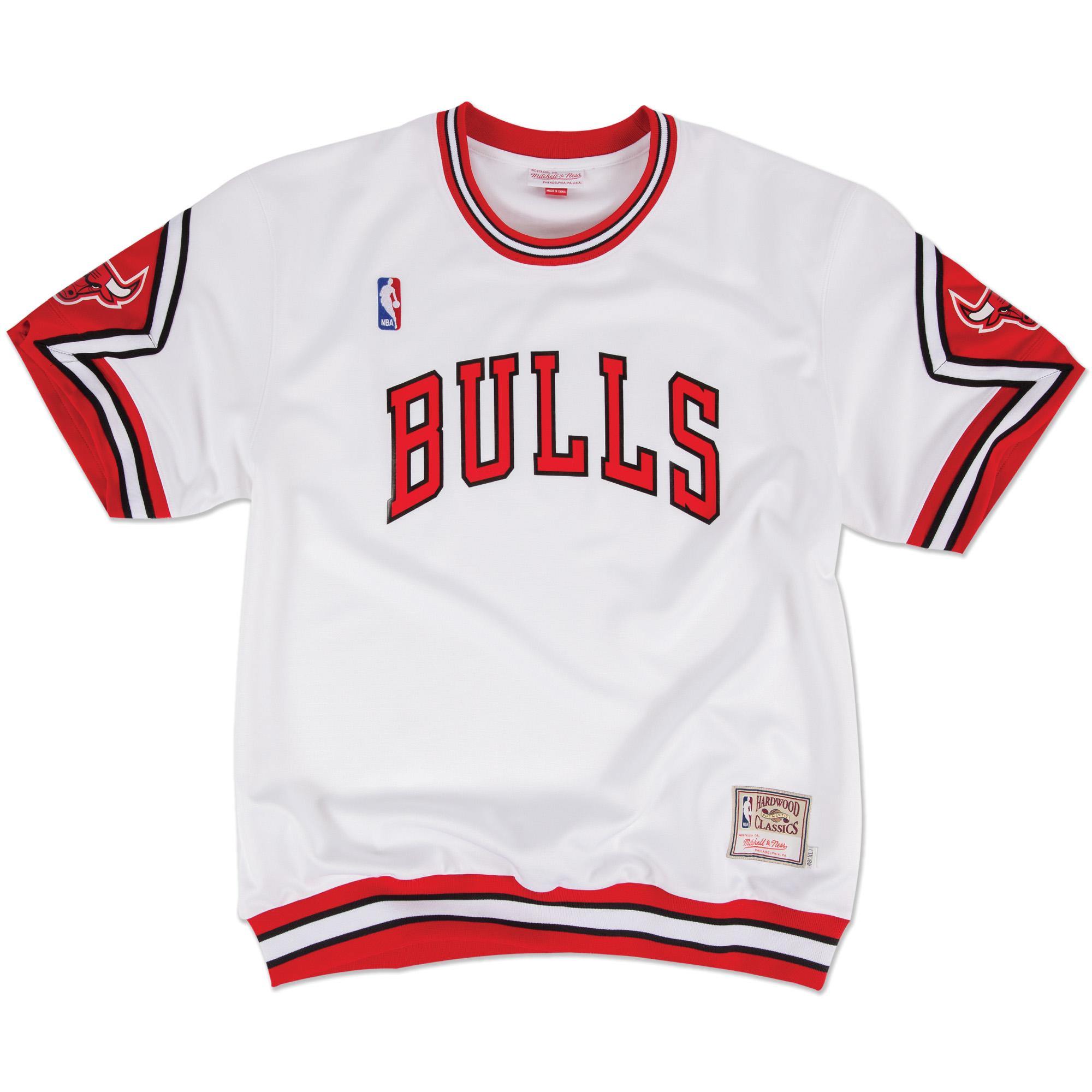 Mens Mitchell & Ness NBA Authentic Shooting Shirt Chicago Bulls White - sneakAR