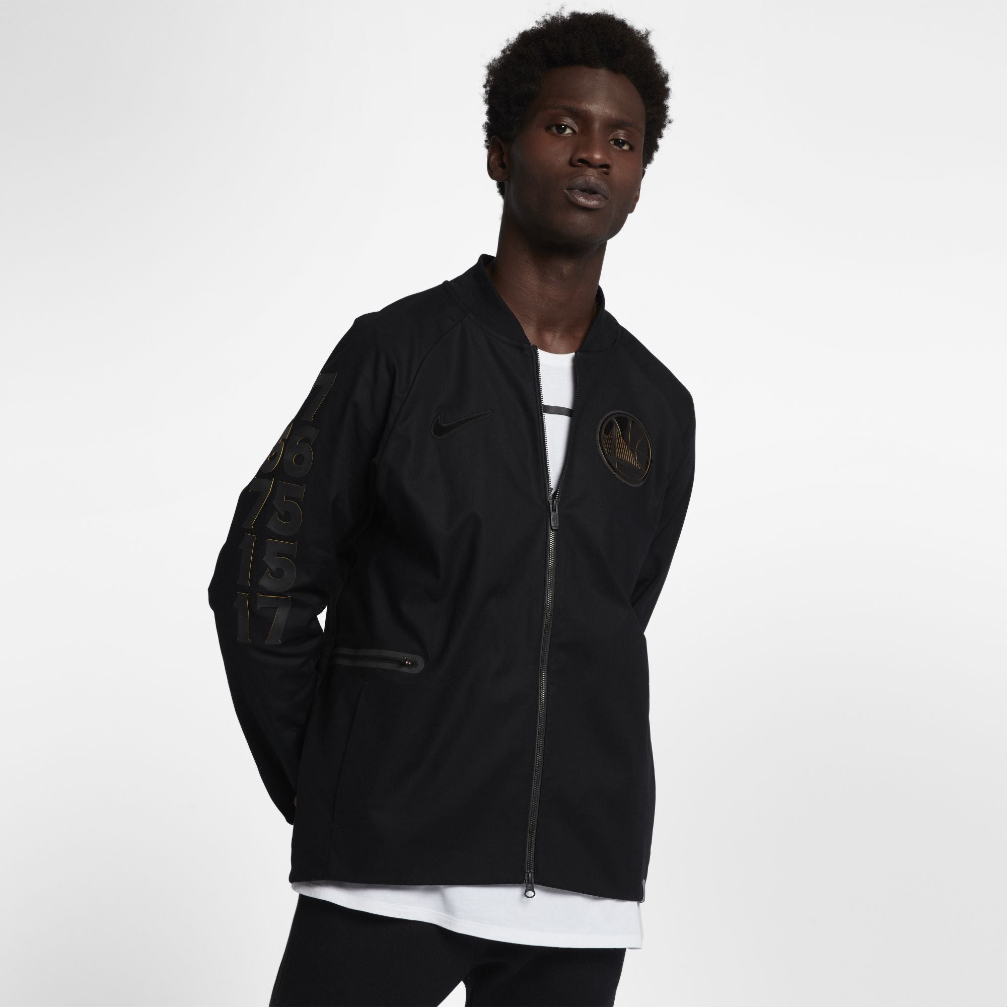 [860800-010] Mens Nike NBA Golden State Warriors Modern Varsity Jacket