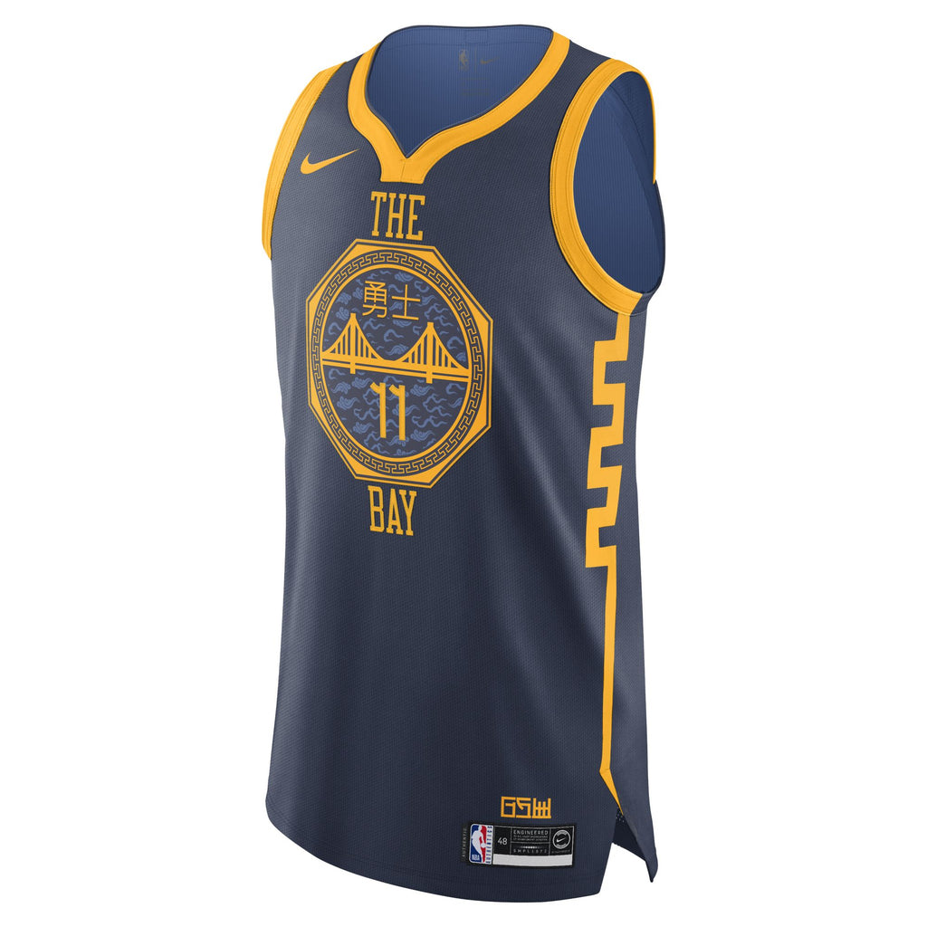 [AH6209-430] Mens Nike NBA GS Warriors The Bay Klay Thompson Authentic Jersey