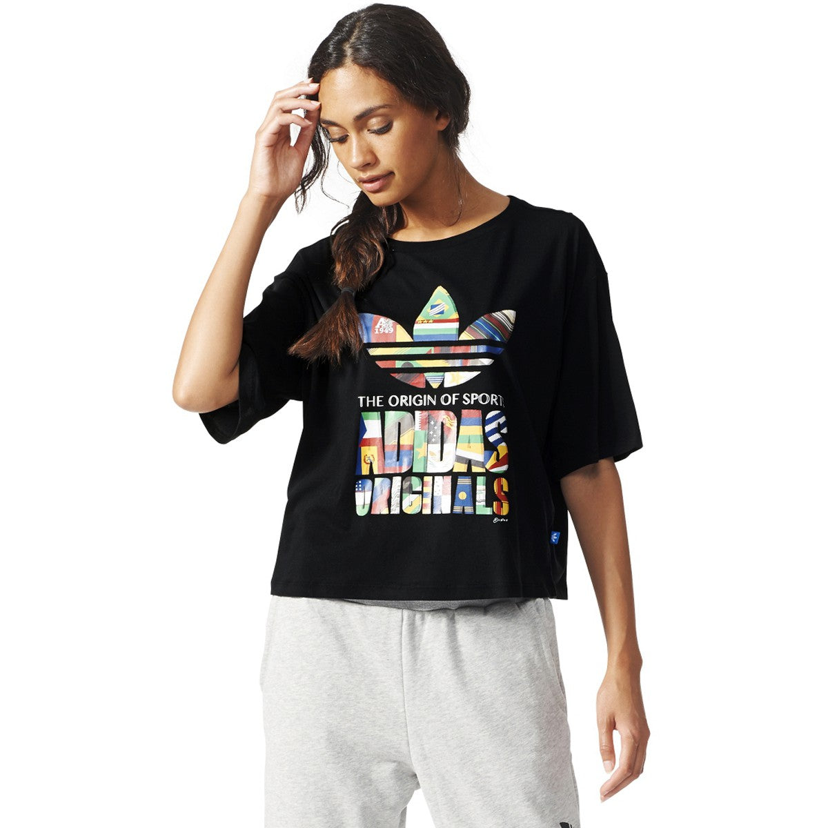 [AJ8944] Womens Adidas Originals Ramera Flag Cropped Tee
