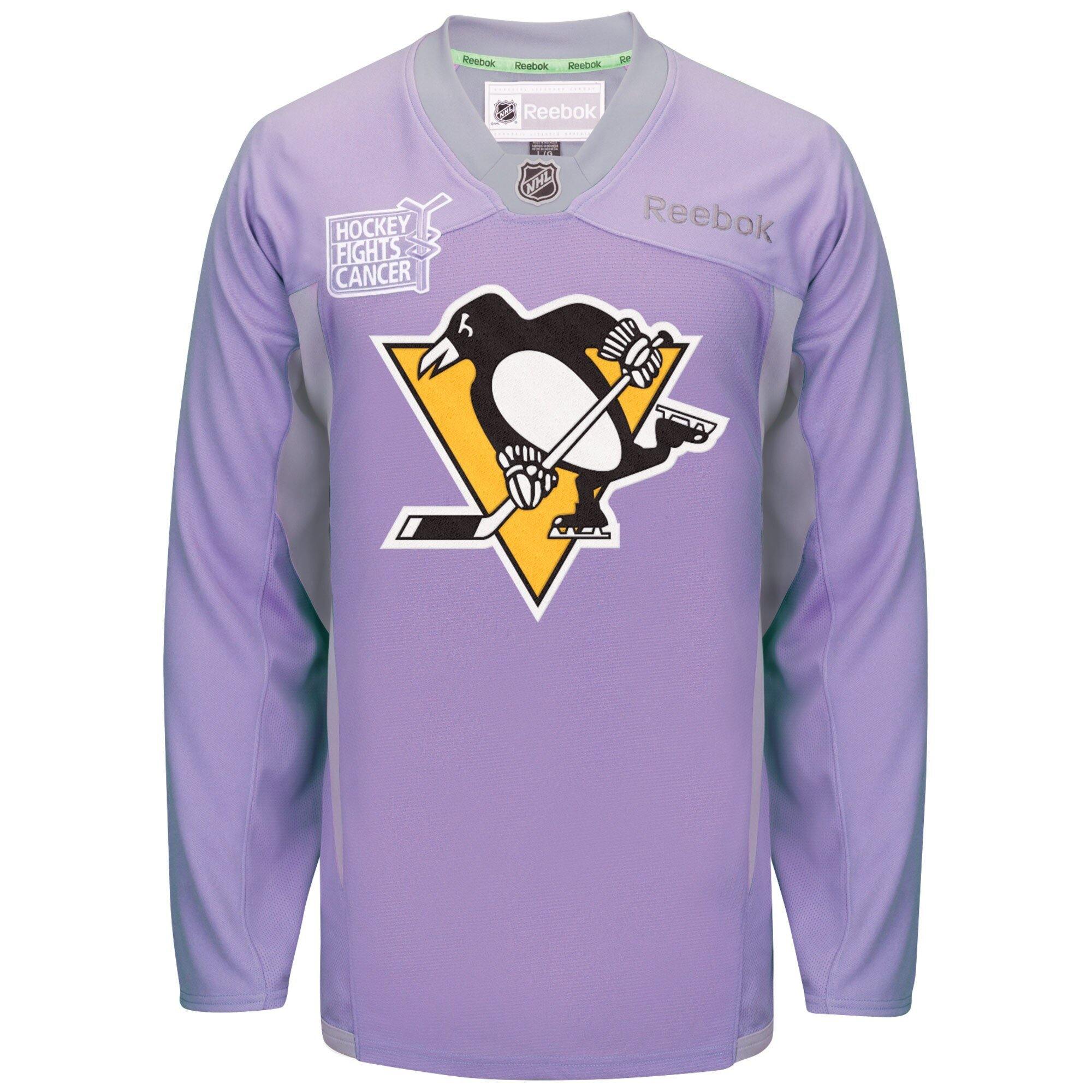 [AM2166] Mens Reebok NHL Hockey Fights Cancer Practice Jersey Penguins - sneakAR