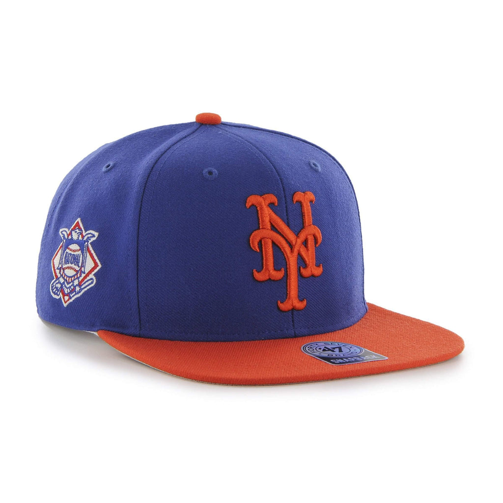 Mens 47 Brand NY Mets Captain Snapback - Blue/Orange - sneakAR