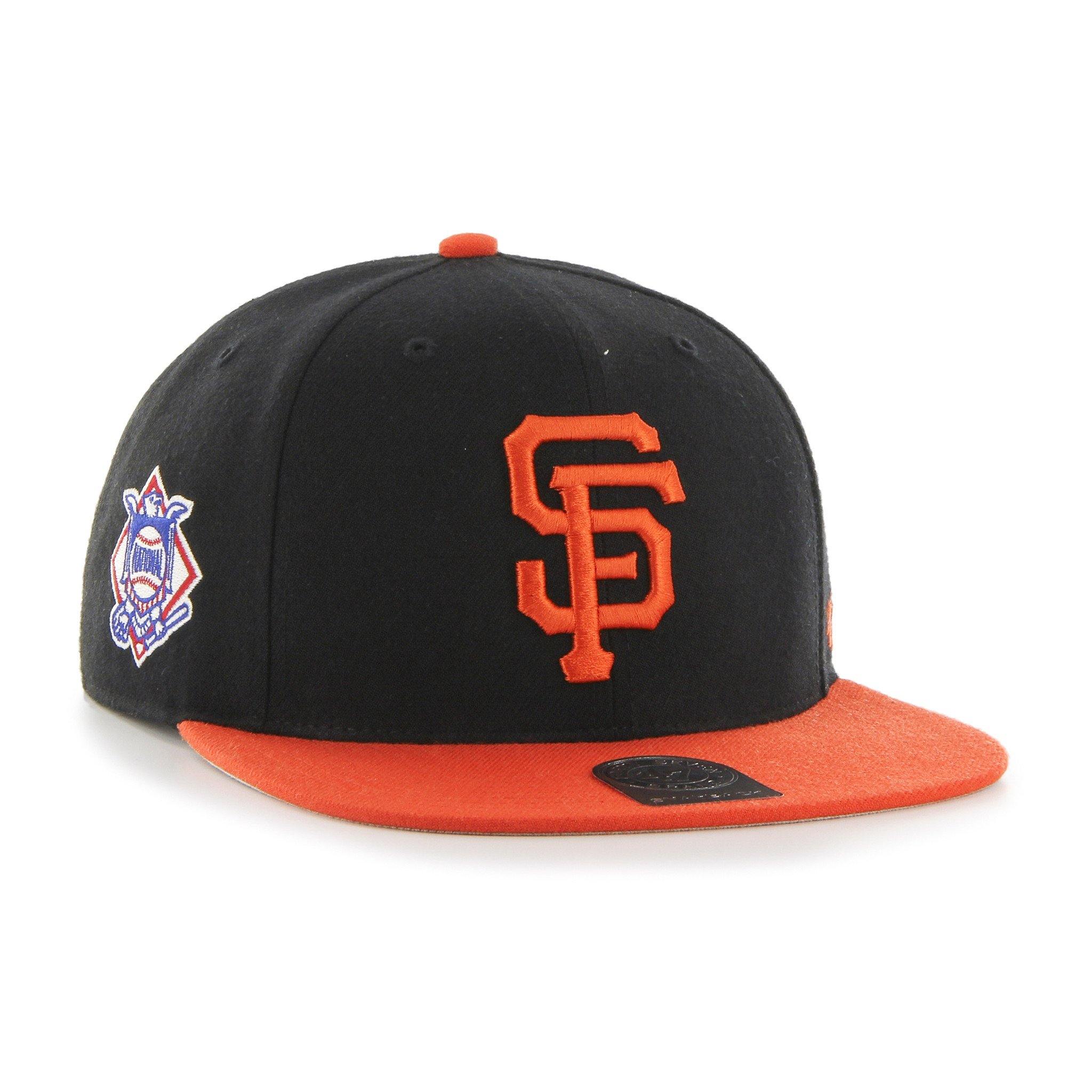 Mens 47 Brand SF Giants Sure Shot Snapback - Black/Orange - sneakAR