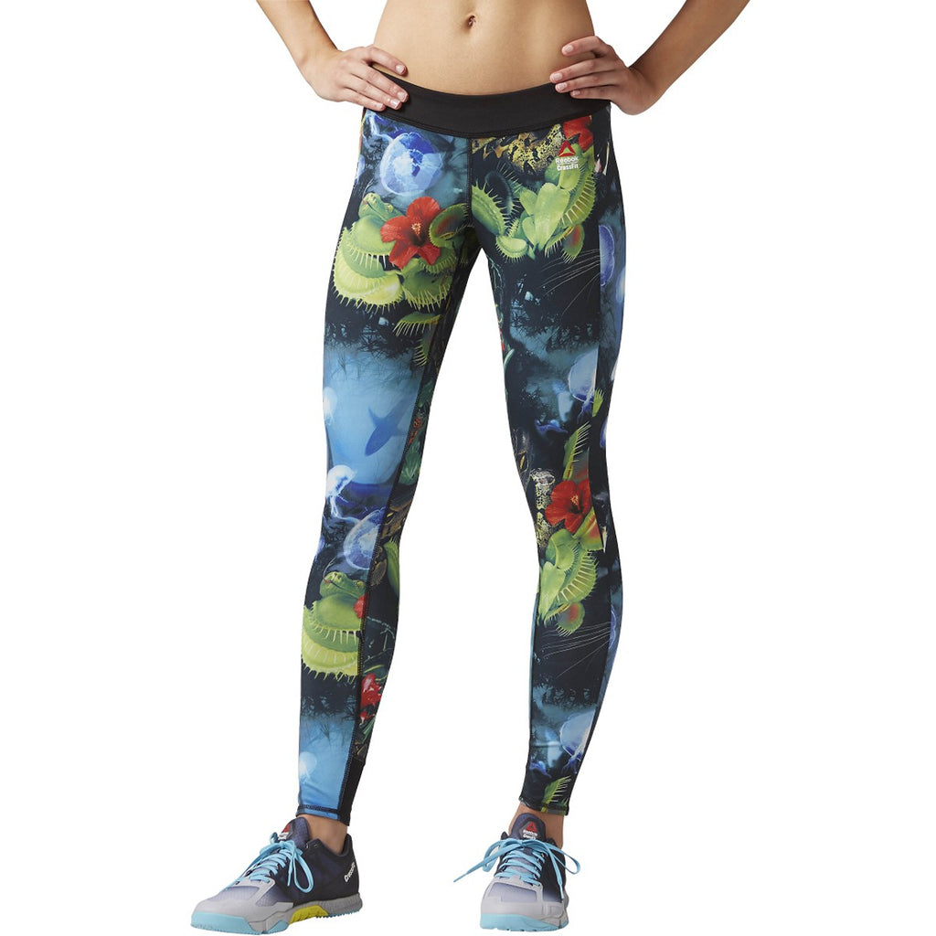 [B45245] Womens Reebok Crossfit Reversible Hidden Jungle Chase Leggings