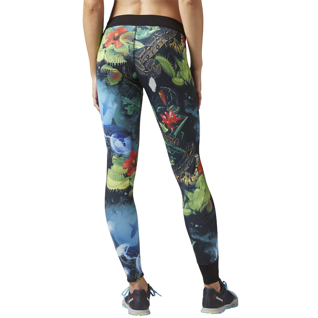 [B45245] Womens Reebok Crossfit Reversible Hidden Jungle Chase Leggings