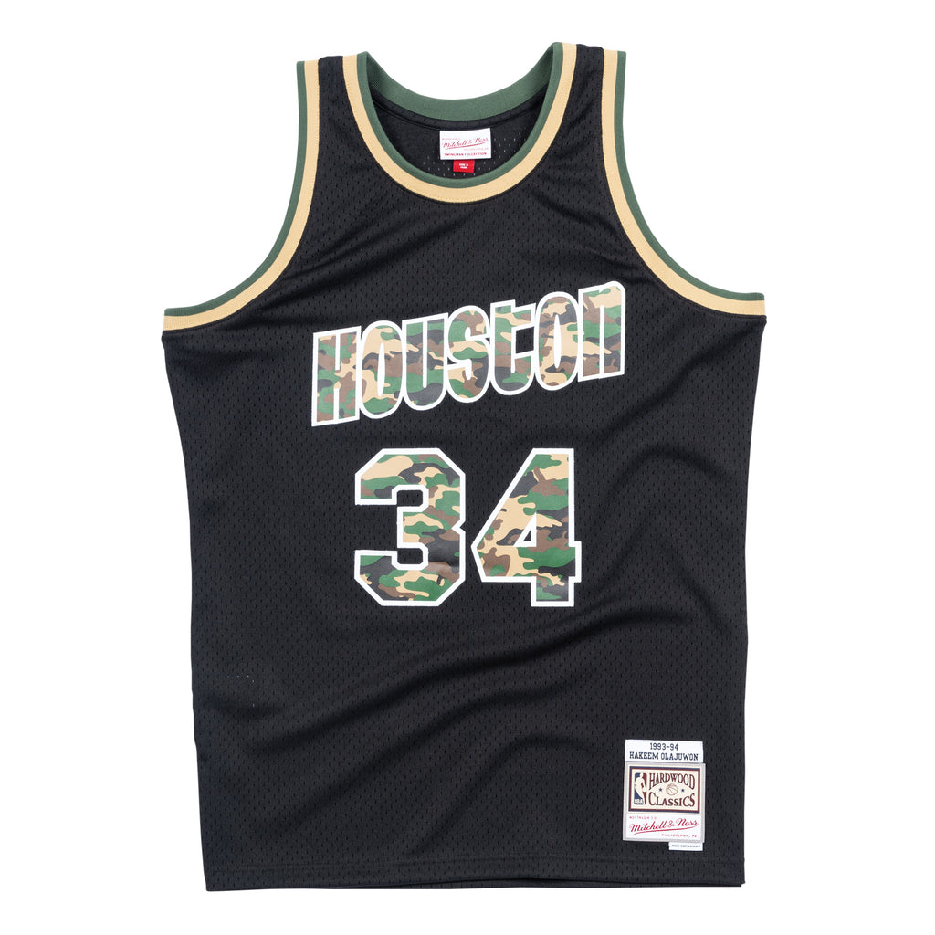 Mens Mitchell & Ness NBA Straight Fire Camo Swingman Jersey Olajuwon Rockets