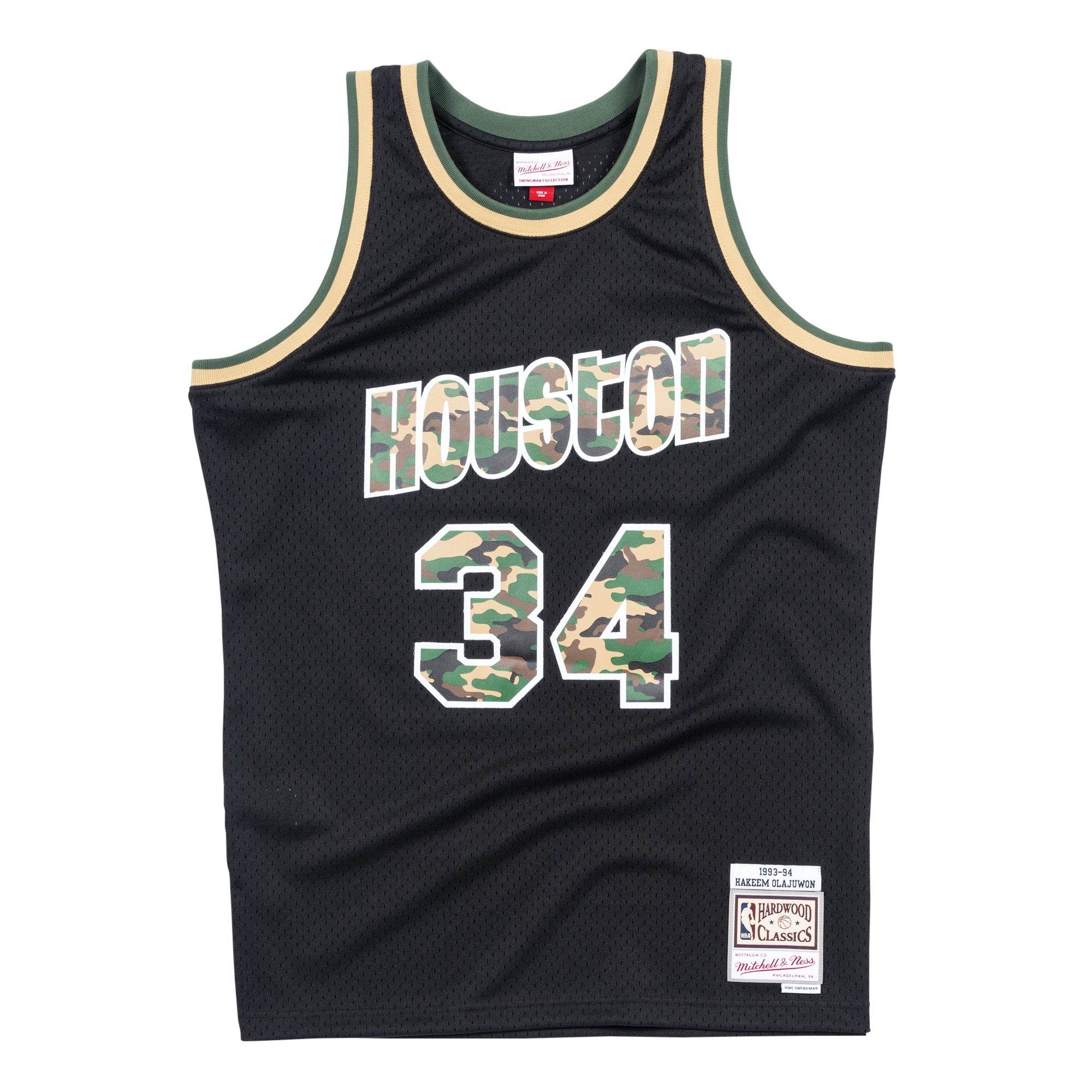 Mens Mitchell & Ness NBA Straight Fire Camo Swingman Jersey Olajuwon Rockets