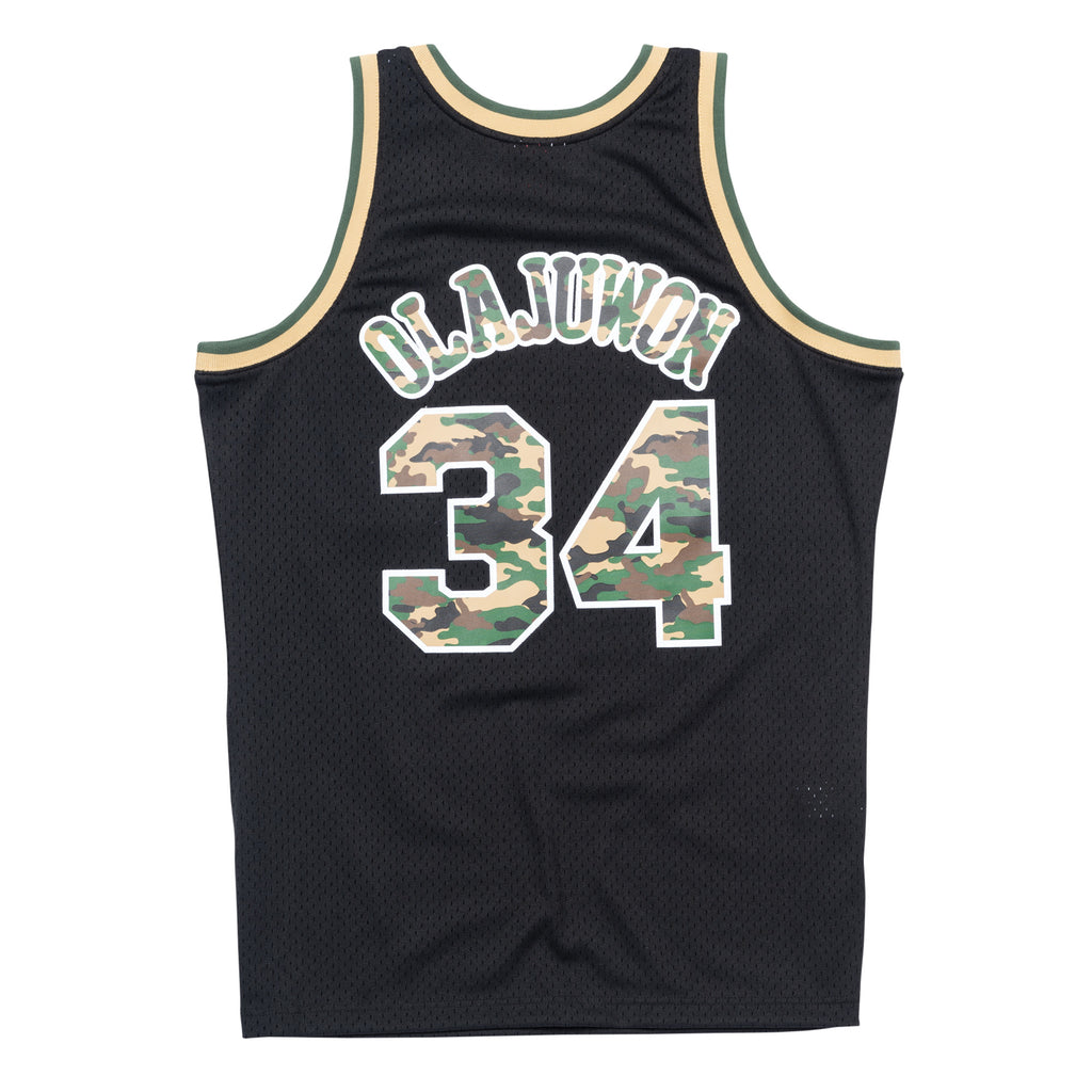 Mens Mitchell & Ness NBA Straight Fire Camo Swingman Jersey Olajuwon Rockets
