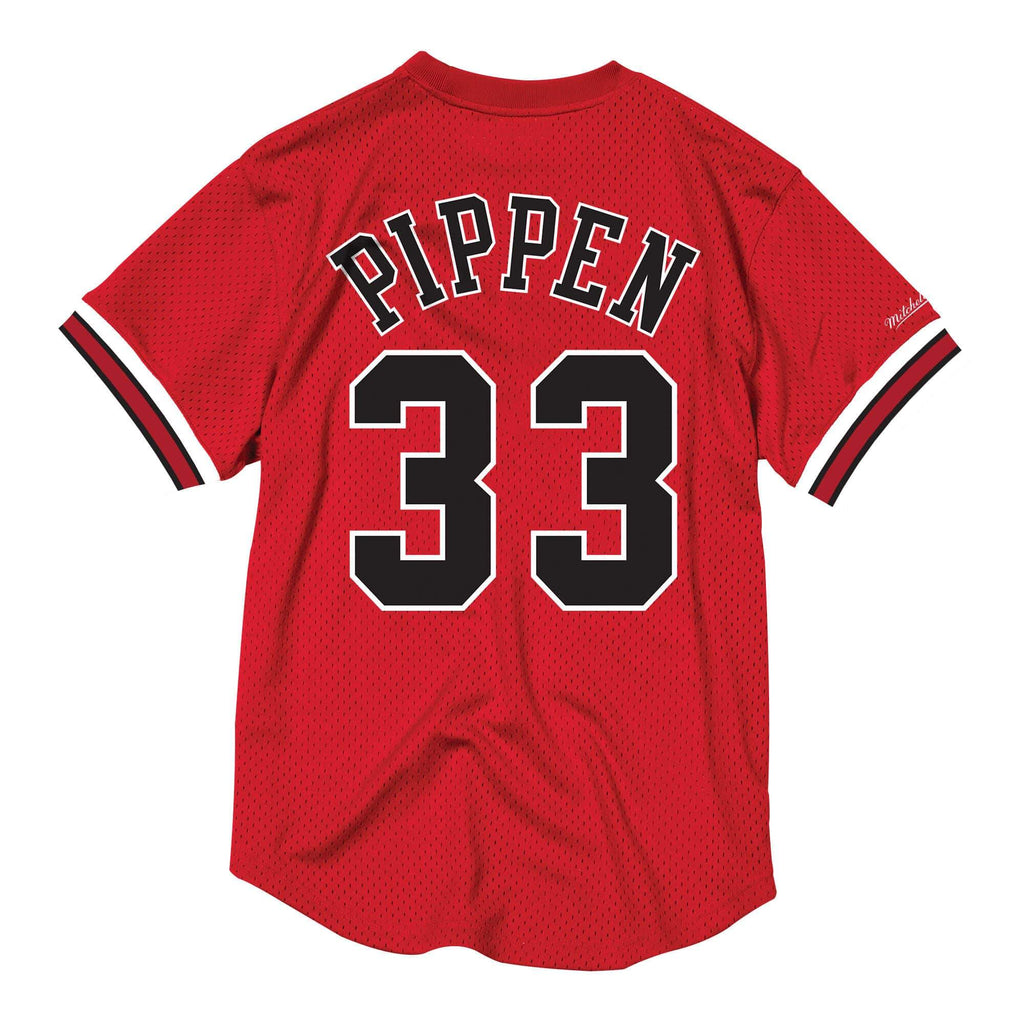 [BA8457-CBU-R-84X] Mens Mitchell & Ness NBA Mesh Name & Number Crew Neck Scottie Pippen Bulls