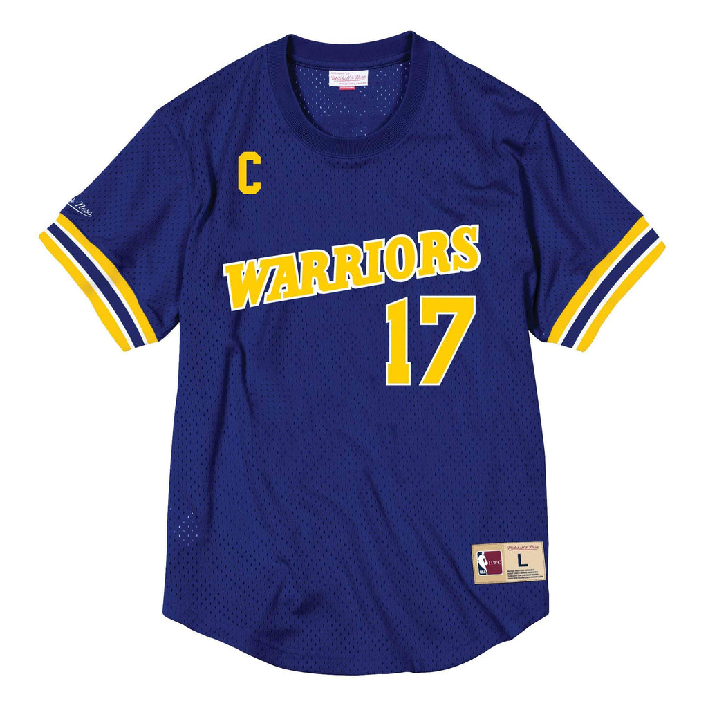 [BA84X4-GSW-B-CCV] Mens Mitchell & Ness NBA Name & Number Mesh Crewneck Warriors Chris Mullin