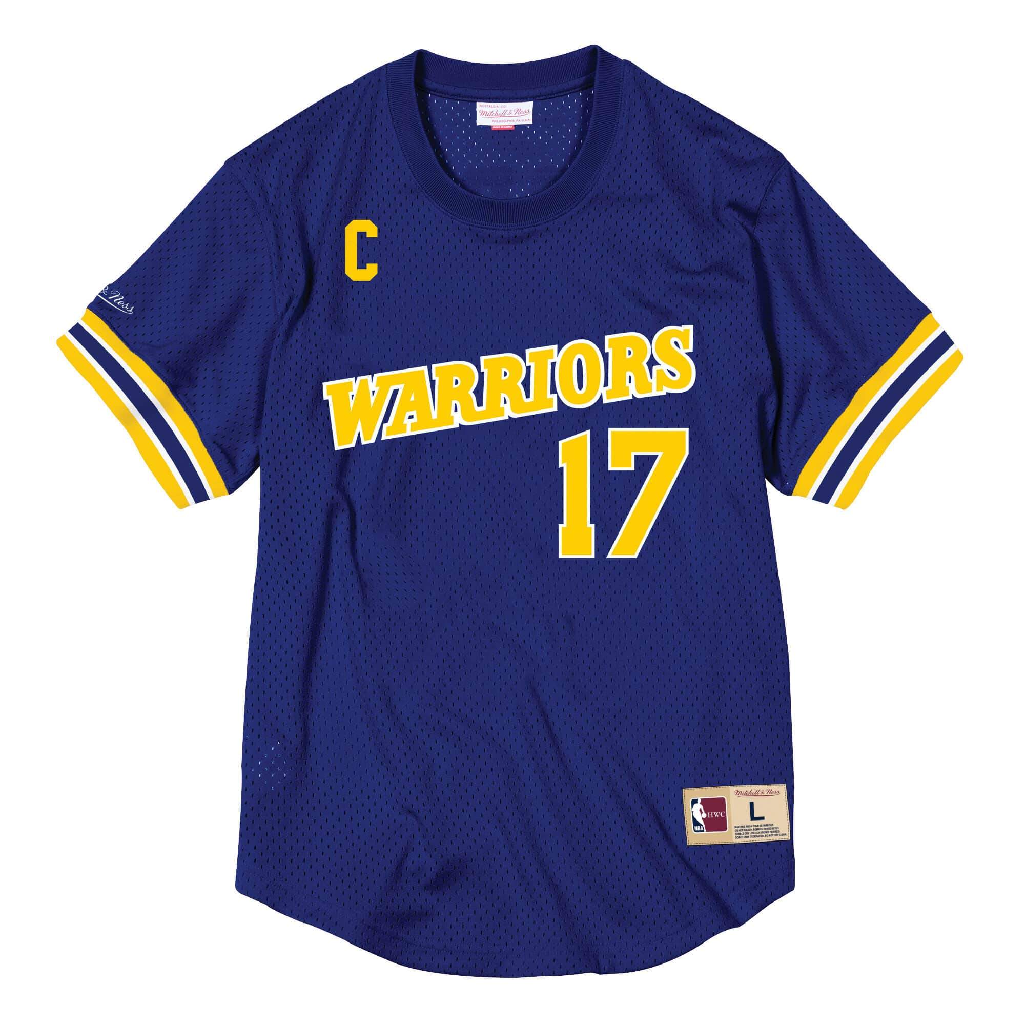 [BA84X4-GSW-B-CCV] Mens Mitchell & Ness NBA Name & Number Mesh Crewneck Warriors Chris Mullin