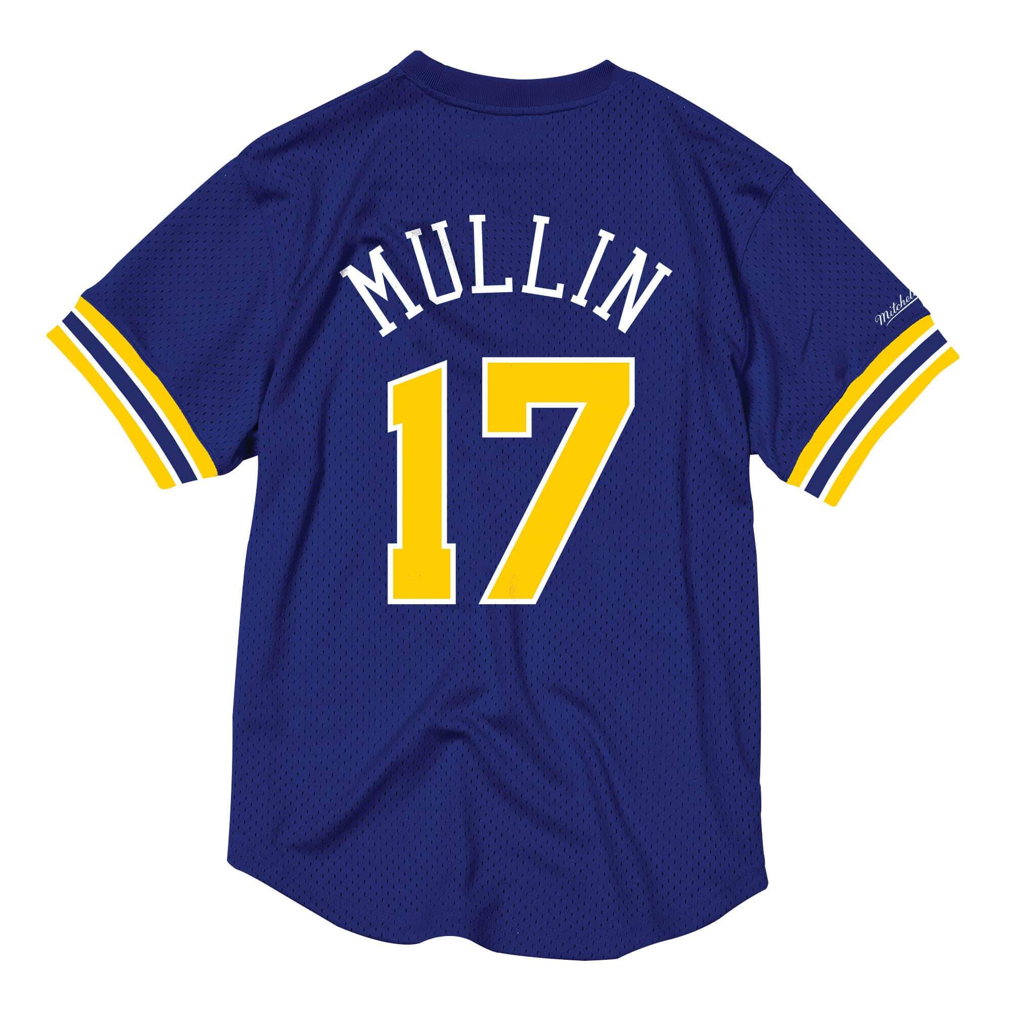 [BA84X4-GSW-B-CCV] Mens Mitchell & Ness NBA Name & Number Mesh Crewneck Warriors Chris Mullin