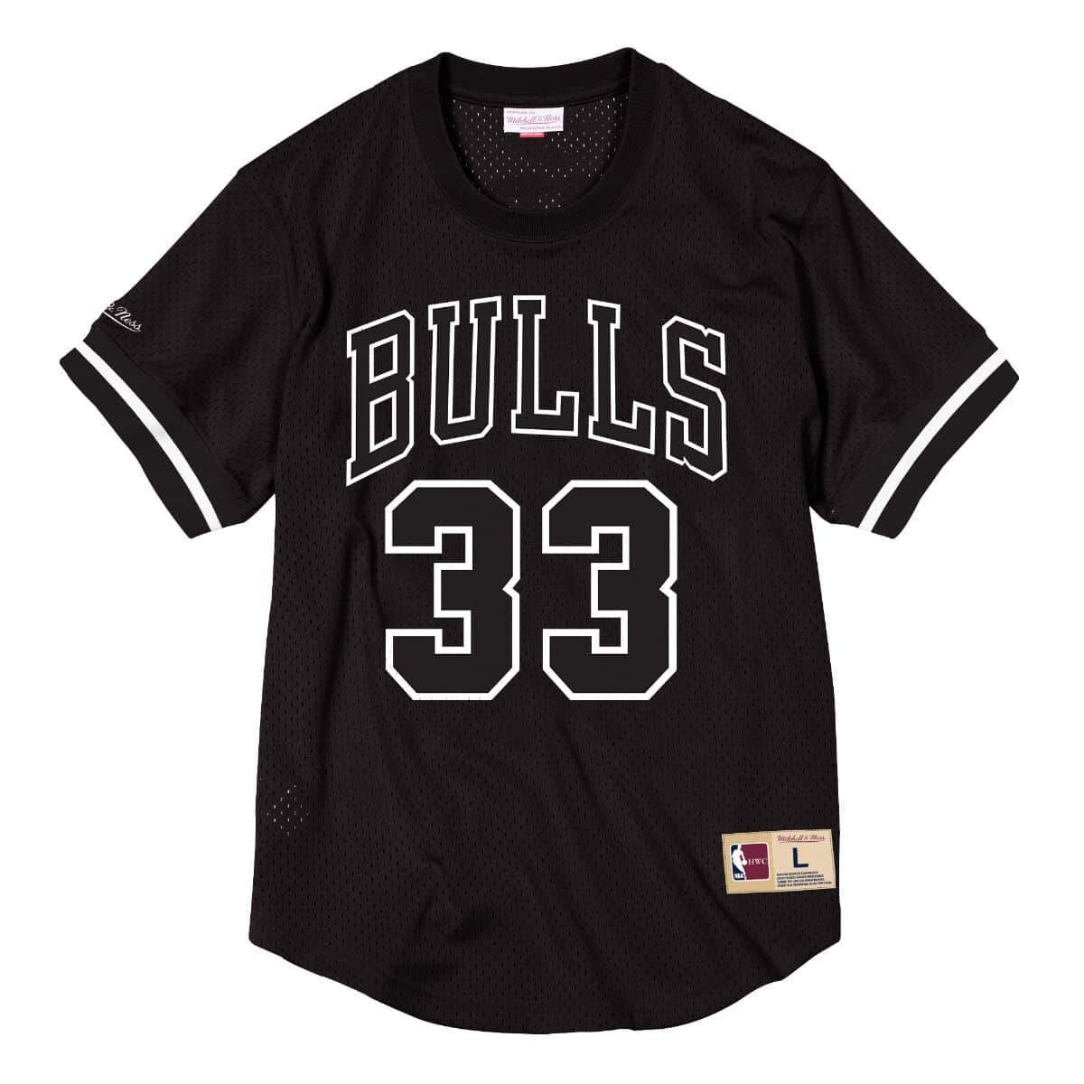 [BA87OM-CBU-K-FKZ] Mens Mitchell & Ness NBA Mesh Name & Number Crew Neck Scottie Pippen Bulls