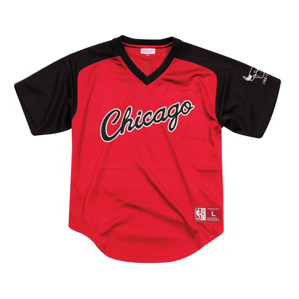 [BA87OQ-CBU-R-FL3] Mens Mitchell & Ness NBA Final Seconds Mesh V-Neck Bulls