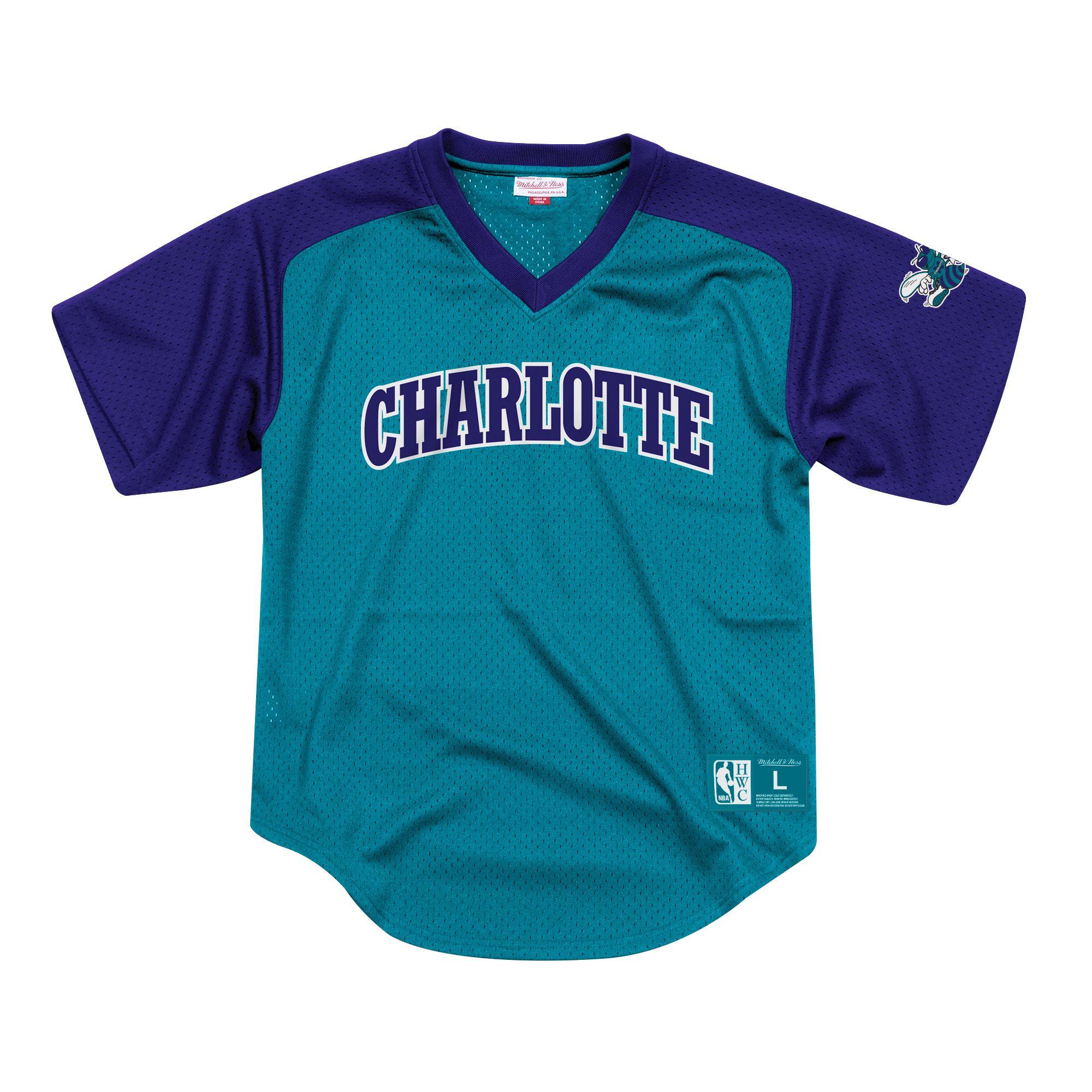 [BA87OQ-CHO-T-JXT] Mens Mitchell & Ness NBA Final Seconds Mesh V-Neck Hornets