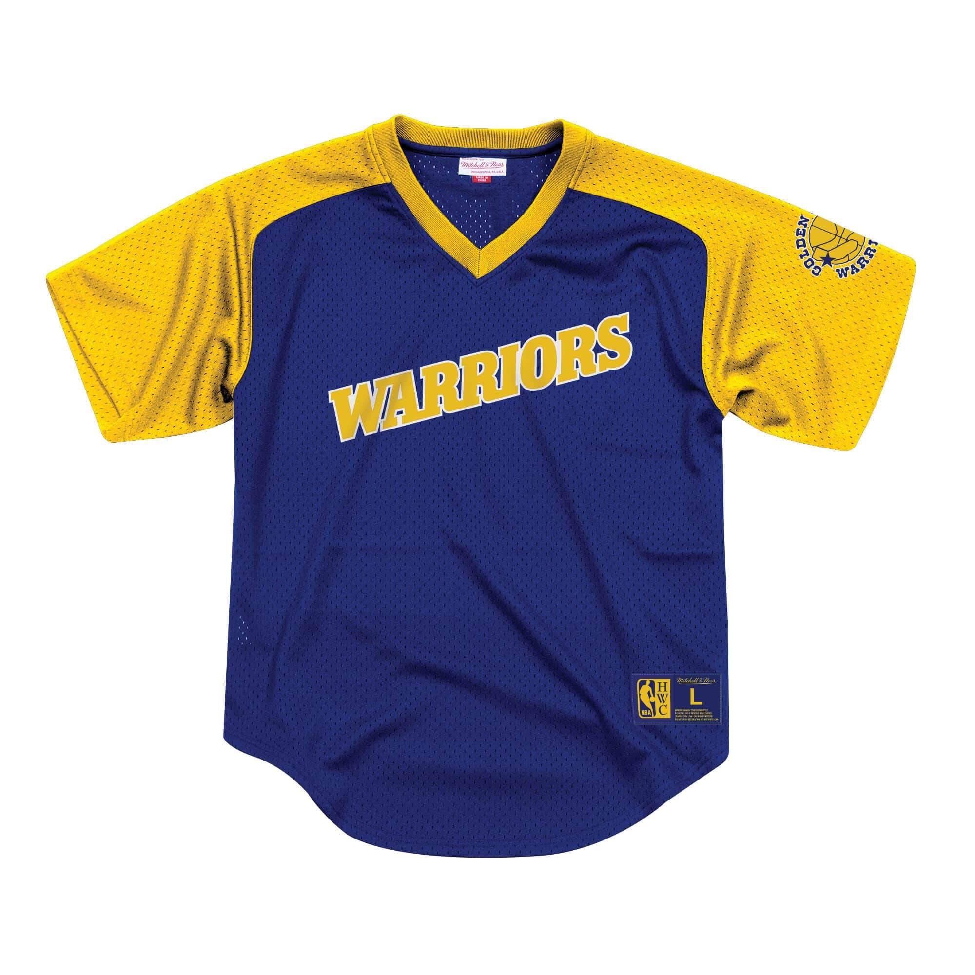 [BA87OQ-GSW-B-JXY] Mens Mitchell & Ness NBA Final Seconds Mesh V-Neck Warriors