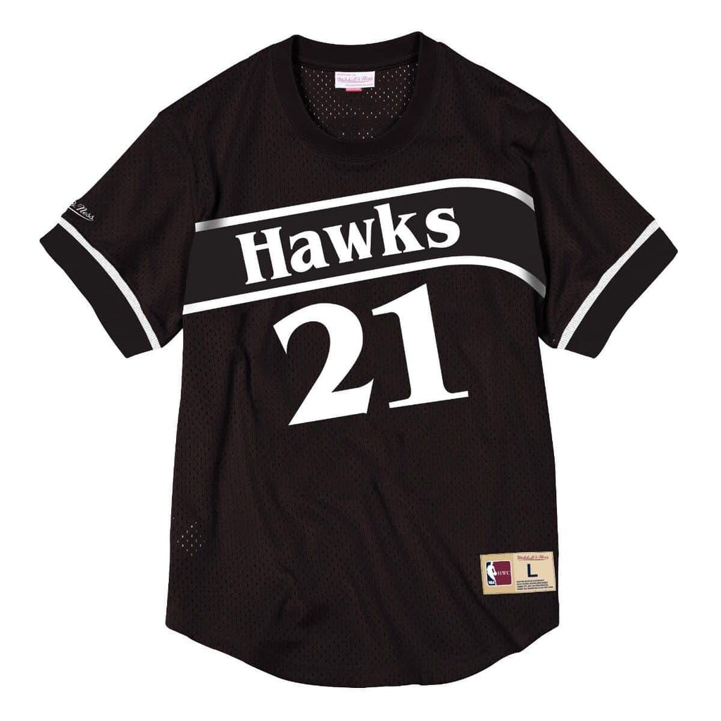 [BA8X4G-AHA-K-KVM] Mens Mitchell & Ness NBA Mesh Name & Number Crew Neck Dominique Wilkins Hawks