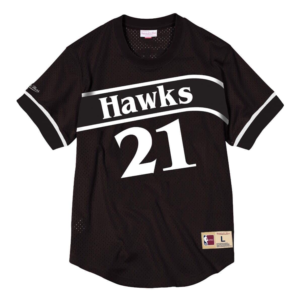 [BA8X4G-AHA-K-KVM] Mens Mitchell & Ness NBA Mesh Name & Number Crew Neck Dominique Wilkins Hawks