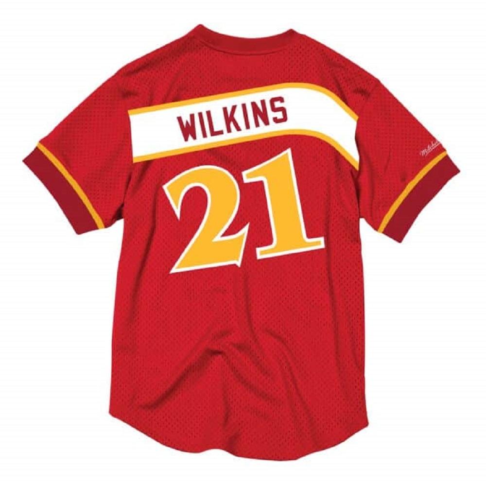 [BA8X4G-AHA-R-KUP] Mens Mitchell & Ness NBA Mesh Name & Number Crew Neck Dominique Wilkins Hawks