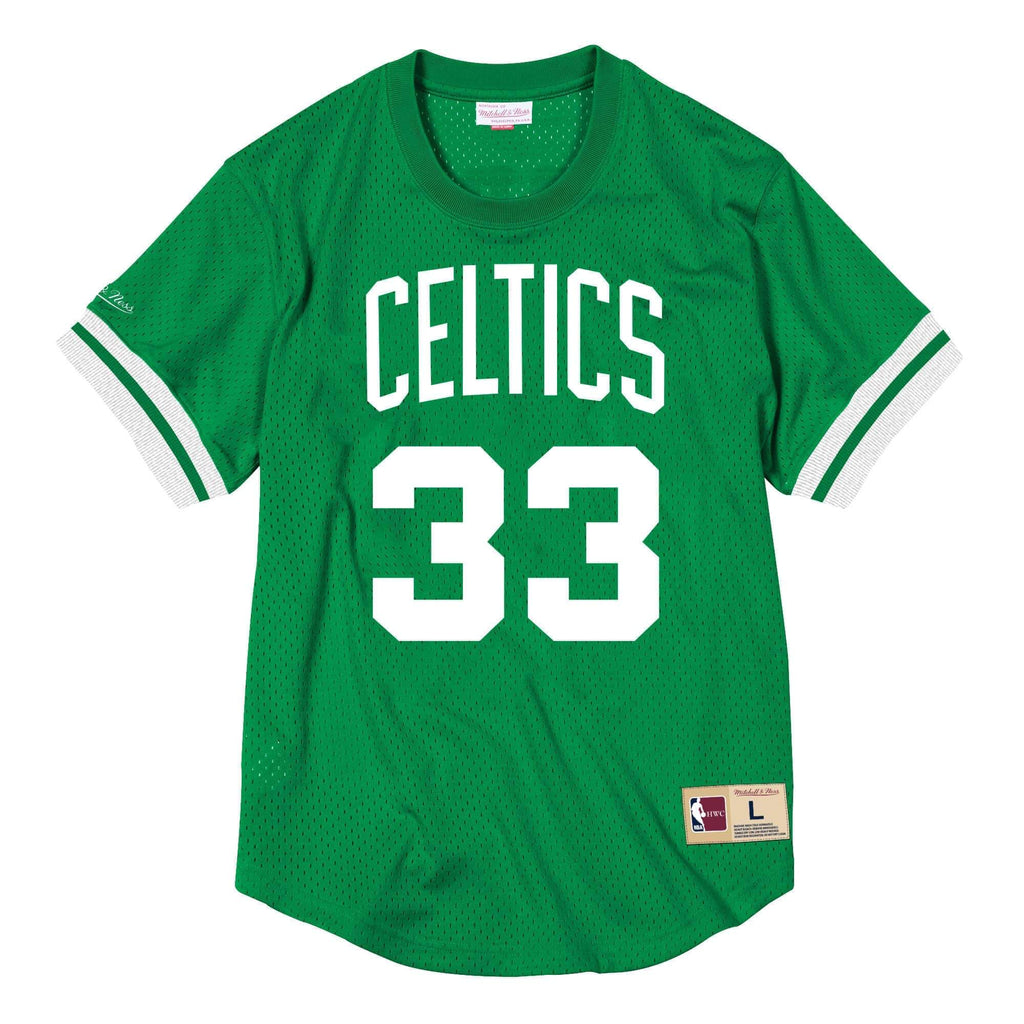 [BA8X4G-BCE-E-KUR] Mens Mitchell & Ness NBA Mesh Name & Number Crew Neck Larry Bird Celtics