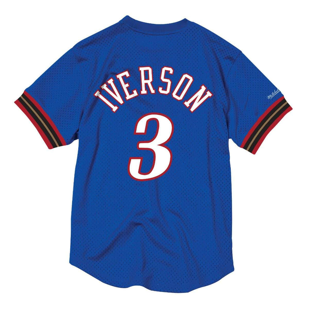 [BA8X4G-P76-B-KVB] Mens Mitchell & Ness NBA Mesh Name & Number Crew Neck Allen Iverson 76ers
