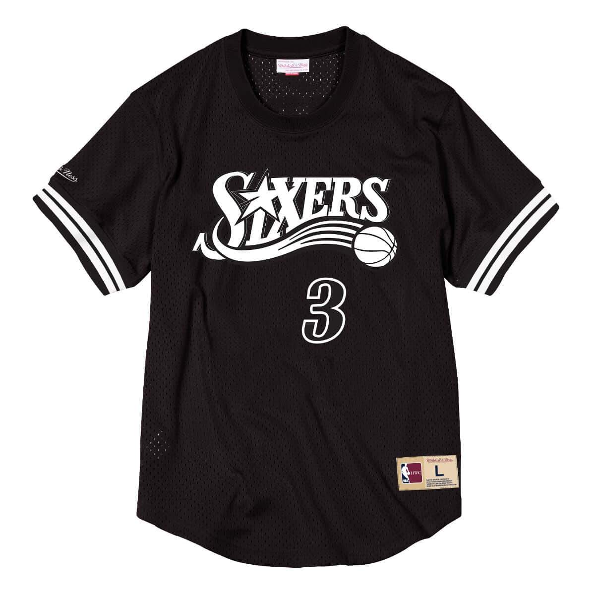 [BA8X4G-P76-K-KW0] Mens Mitchell & Ness NBA Mesh Name & Number Crew Neck Allen Iverson 76ers