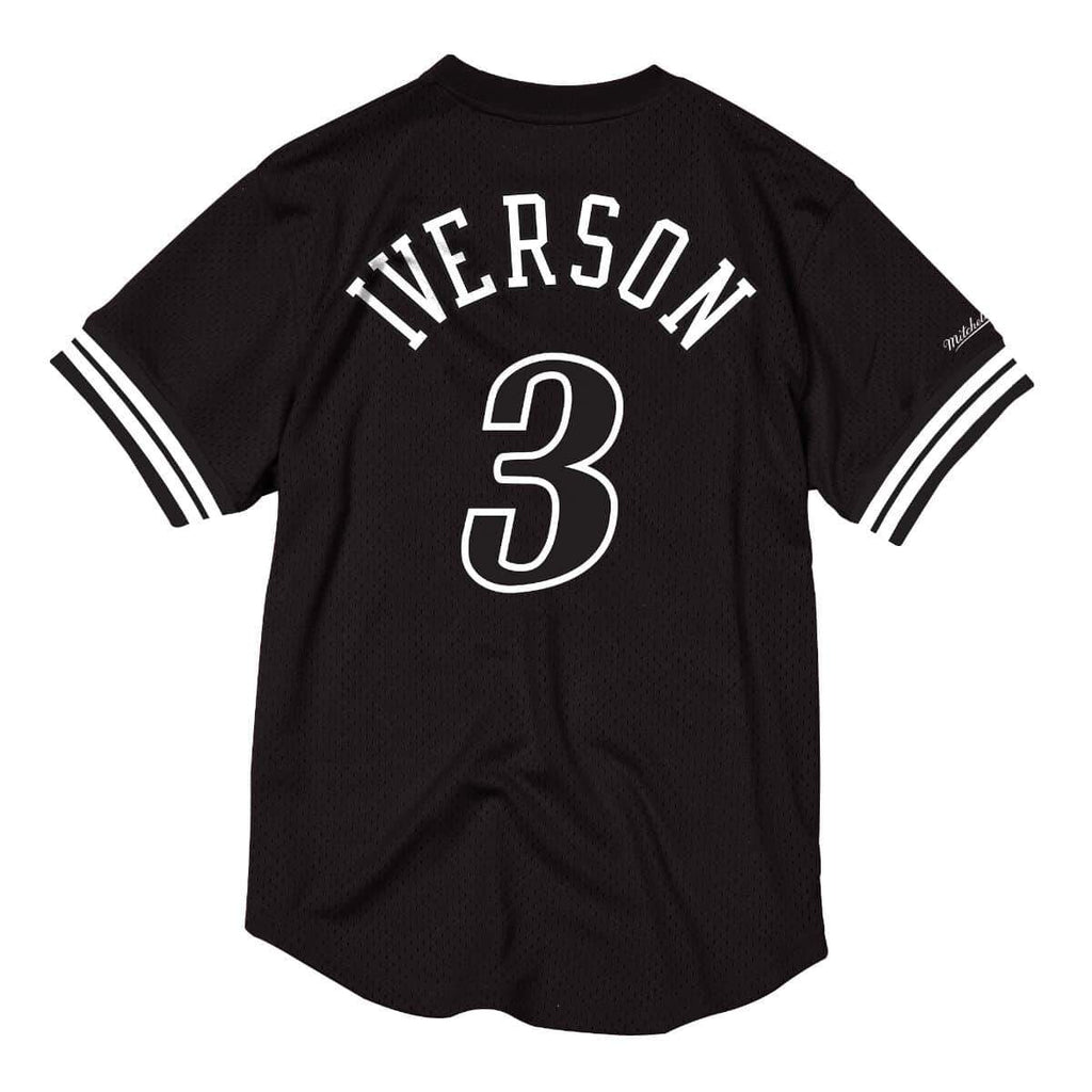 [BA8X4G-P76-K-KW0] Mens Mitchell & Ness NBA Mesh Name & Number Crew Neck Allen Iverson 76ers