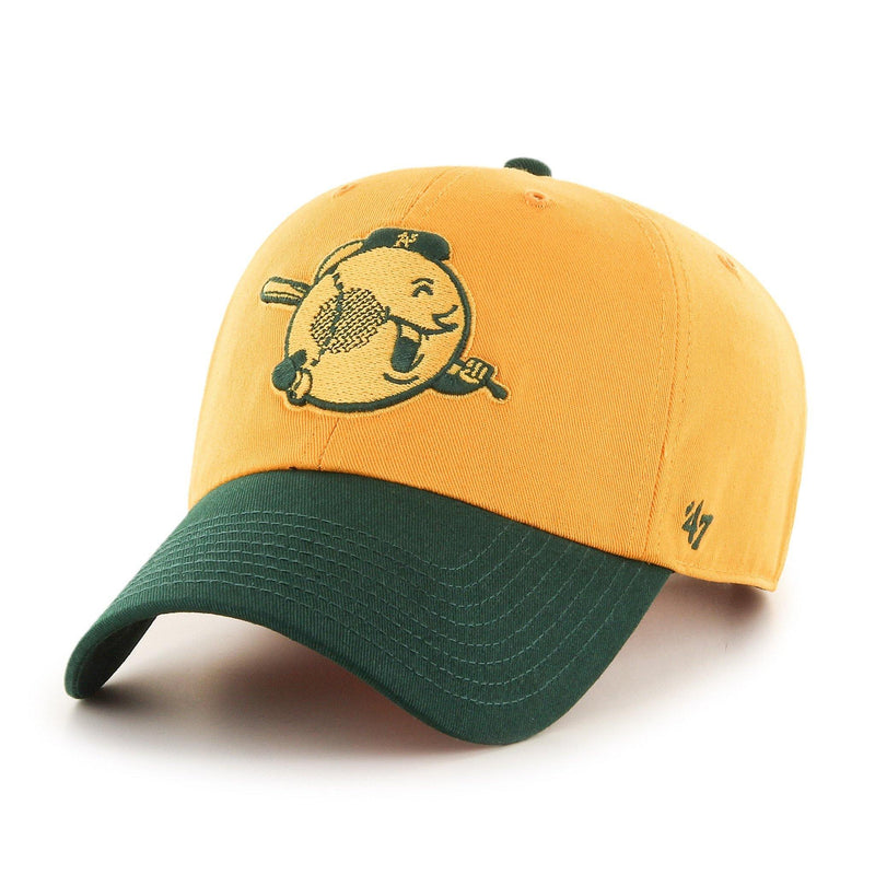 Mens 47 Brand Oakland Athletics Clean Up Strapback - Yellow/Green - sneakAR