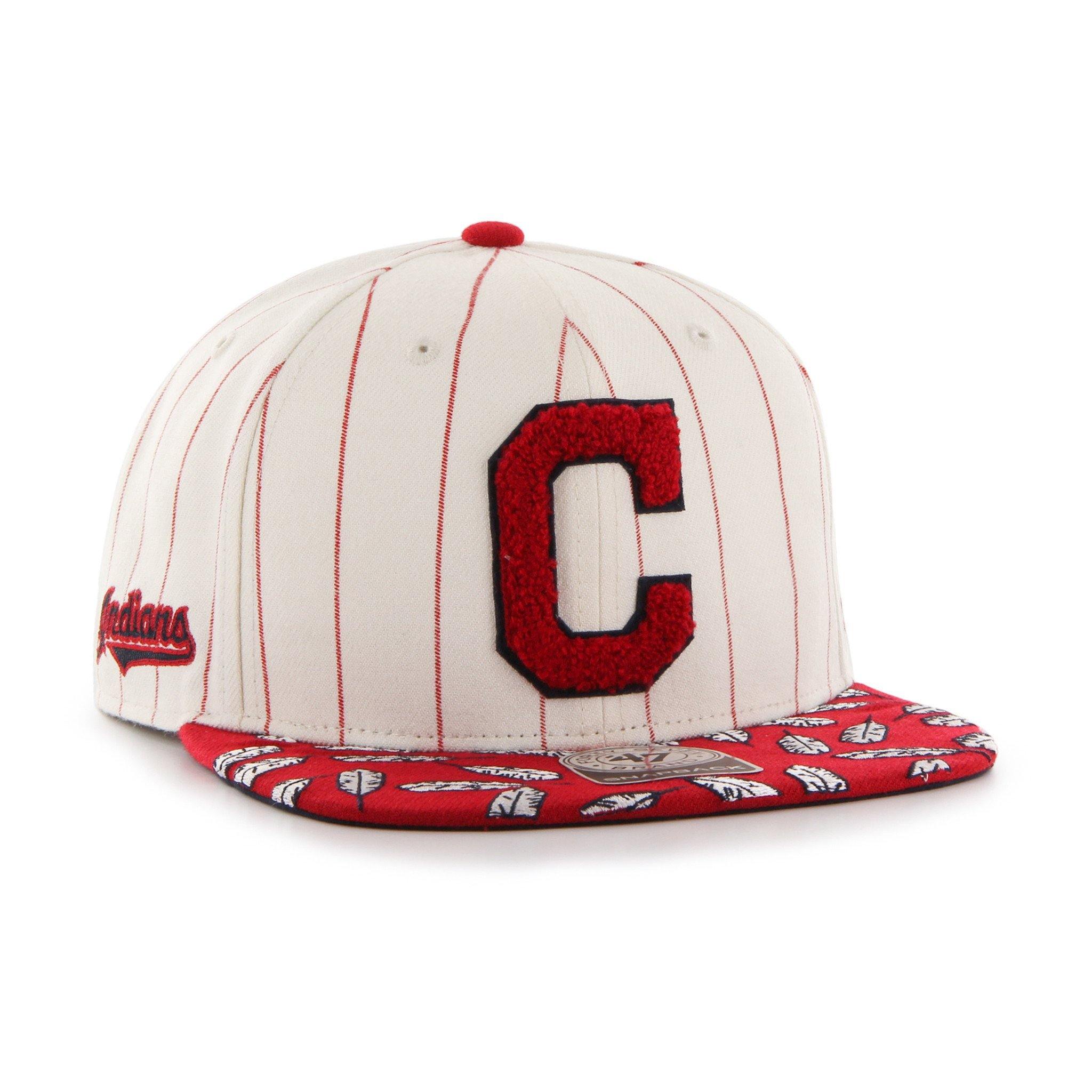 Mens 47 Brand Cleveland Indians Captain Snapback - White/Red - sneakAR