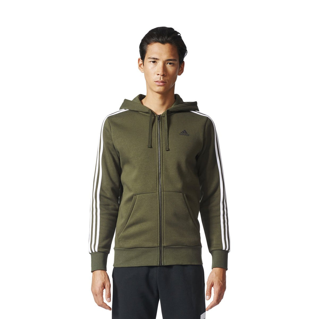 [CD8736] Essentials 3-Stripe Full Zip Fleece Hoodie