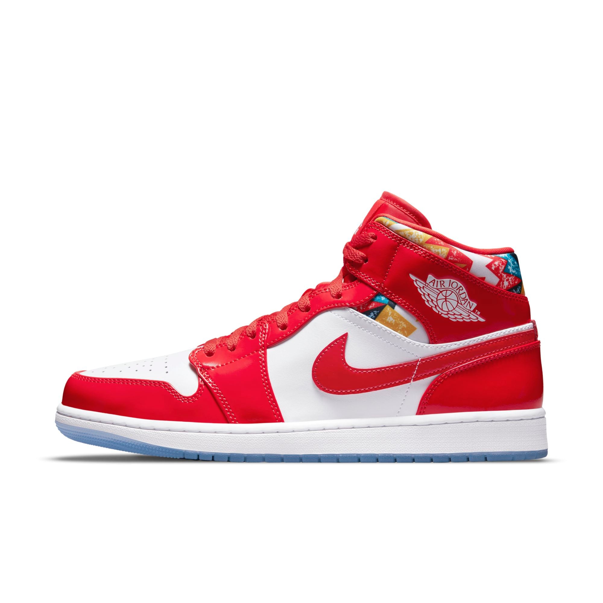 [DC7294-600] Mens Air Jordan Retro 1 Mid 'Barcelona Sweater Red Patent'