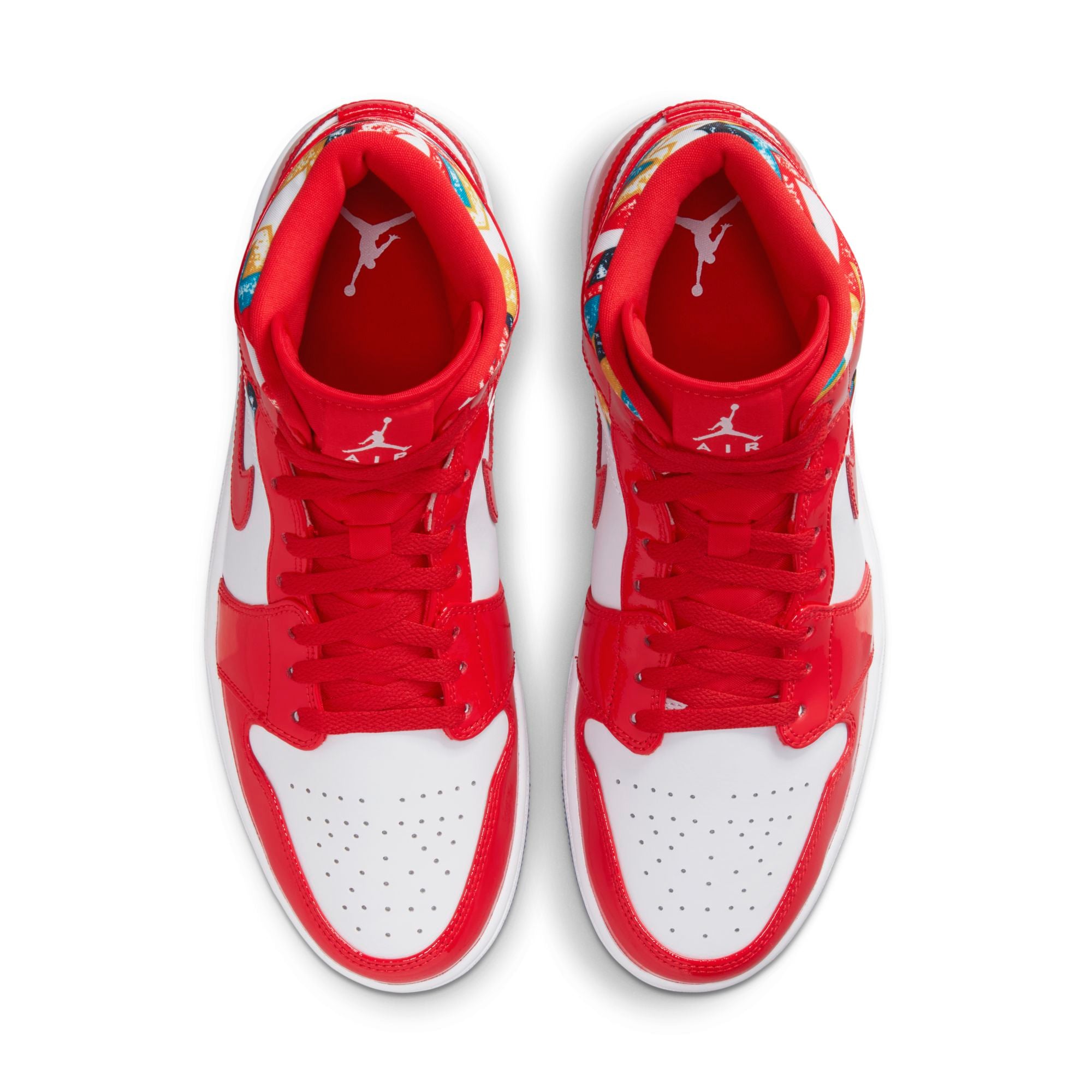 [DC7294-600] Mens Air Jordan Retro 1 Mid 'Barcelona Sweater Red Patent'
