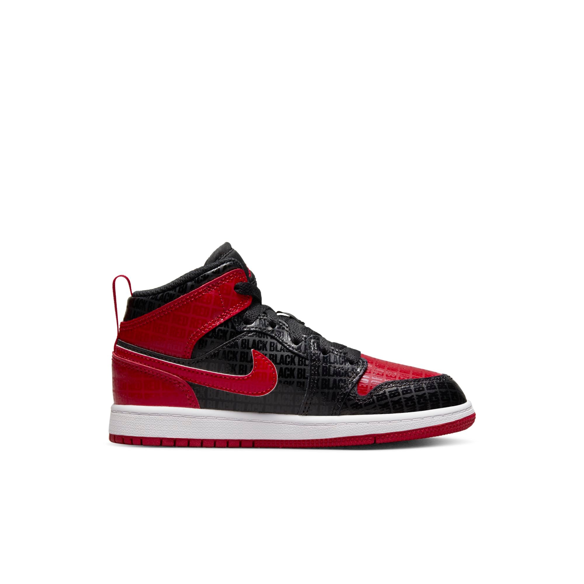 [DM9651-001] Preschool Air Jordan RETRO 1 MID 'BLACK RED BRED (PS)'
