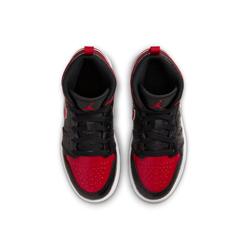 [DM9651-001] Preschool Air Jordan RETRO 1 MID 'BLACK RED BRED (PS)'