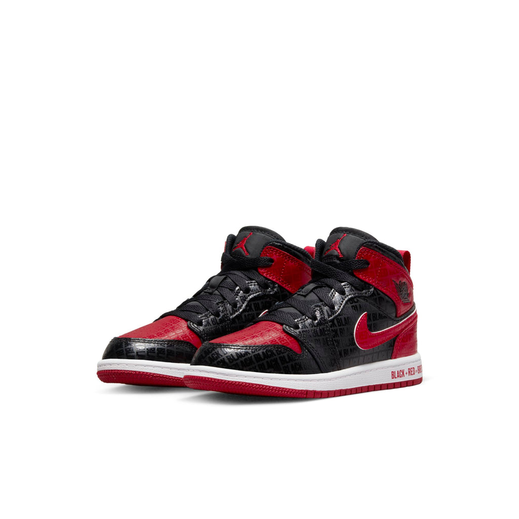 [DM9651-001] Preschool Air Jordan RETRO 1 MID 'BLACK RED BRED (PS)'