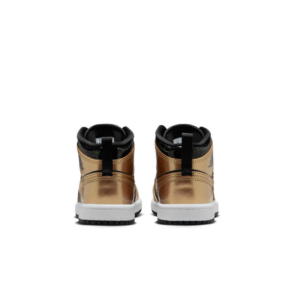 [DR6968-071] Preschool Air Jordan RETRO 1 MID SE (PS) 'Metallic Gold Black'