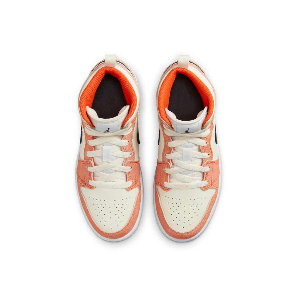 [DV1341-800] Preschool Air Jordan RETRO 1 MID SE 'ORANGE SUEDE (PS)'