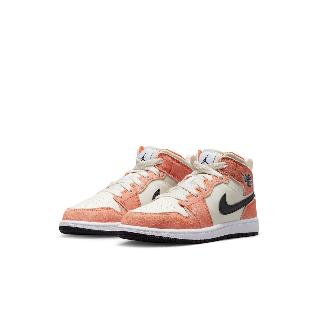 [DV1341-800] Preschool Air Jordan RETRO 1 MID SE 'ORANGE SUEDE (PS)'