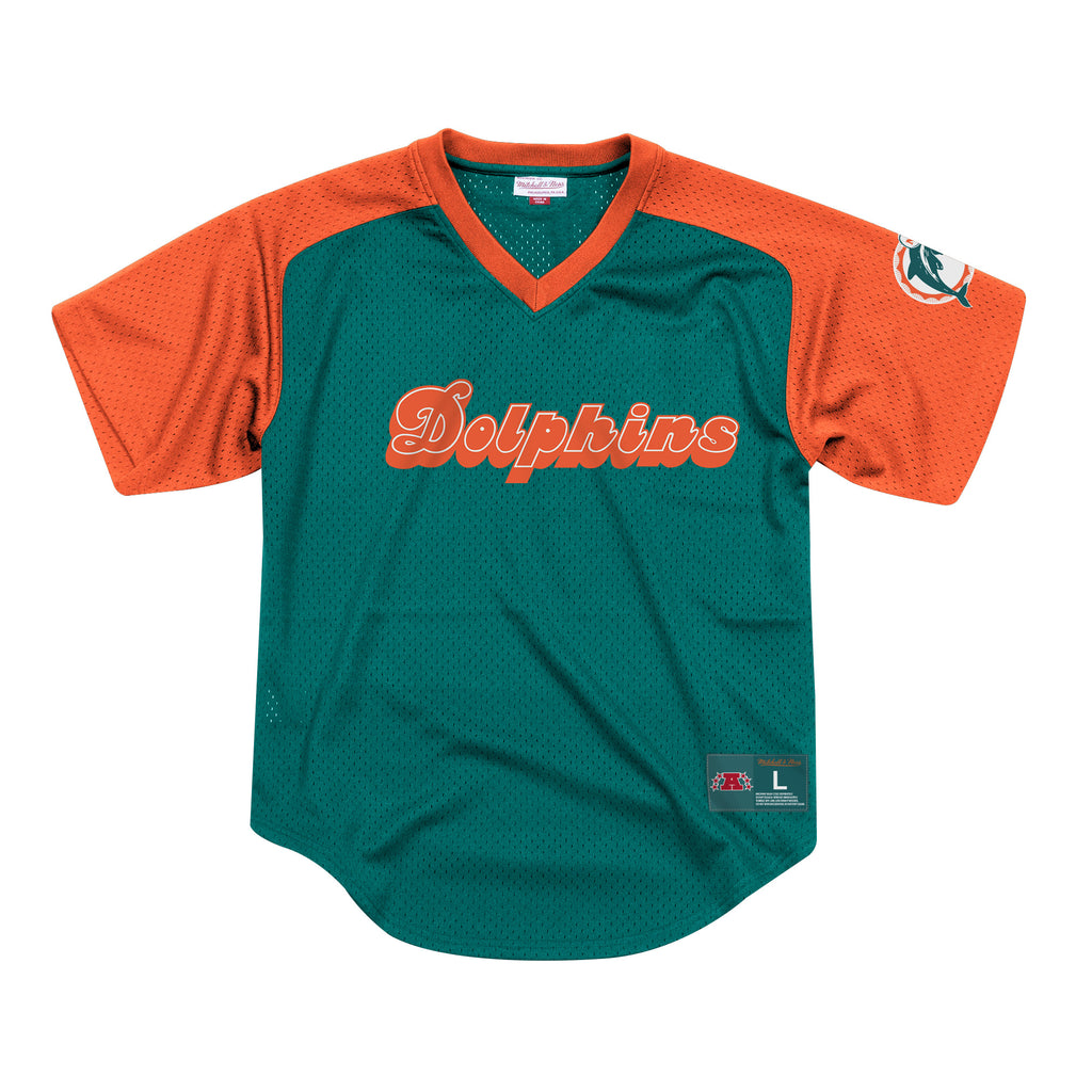 [FA87OP-MDO-T-K9E] Mens Mitchell & Ness NFL Final Seconds Mesh V-Neck Dolphins
