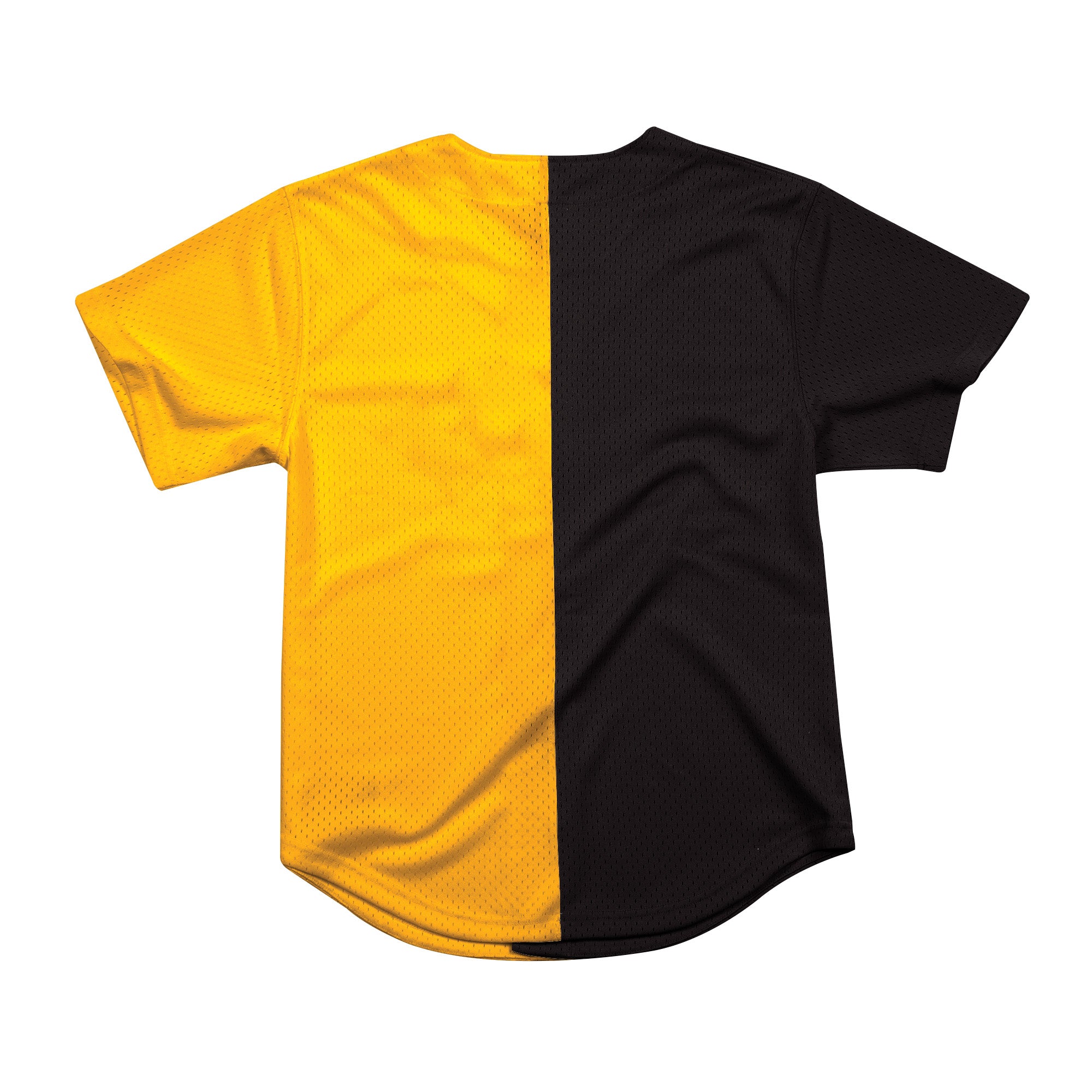 [FA88Y3-PST-K-HFH] Mens Mitchell & Ness NFL Split Color Mesh Button Front Steelers