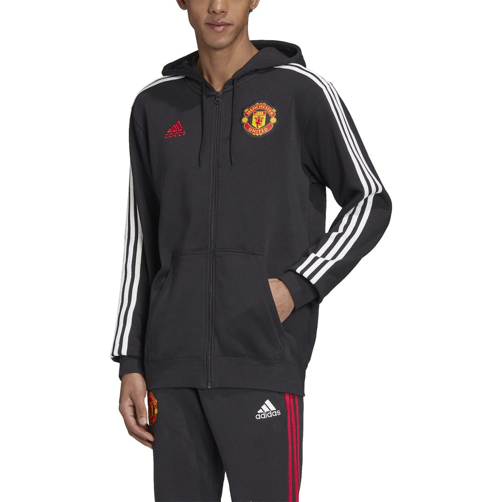 [FR3846] Mens Adidas Manchester United 3-Stripes Full-Zip Hoodie