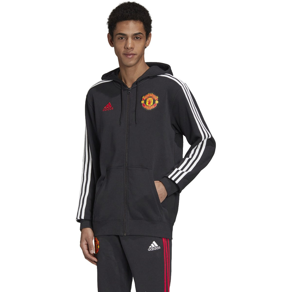 [FR3846] Mens Adidas Manchester United 3-Stripes Full-Zip Hoodie