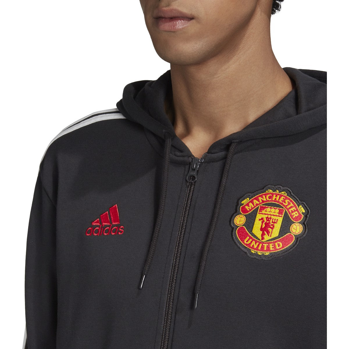 [FR3846] Mens Adidas Manchester United 3-Stripes Full-Zip Hoodie