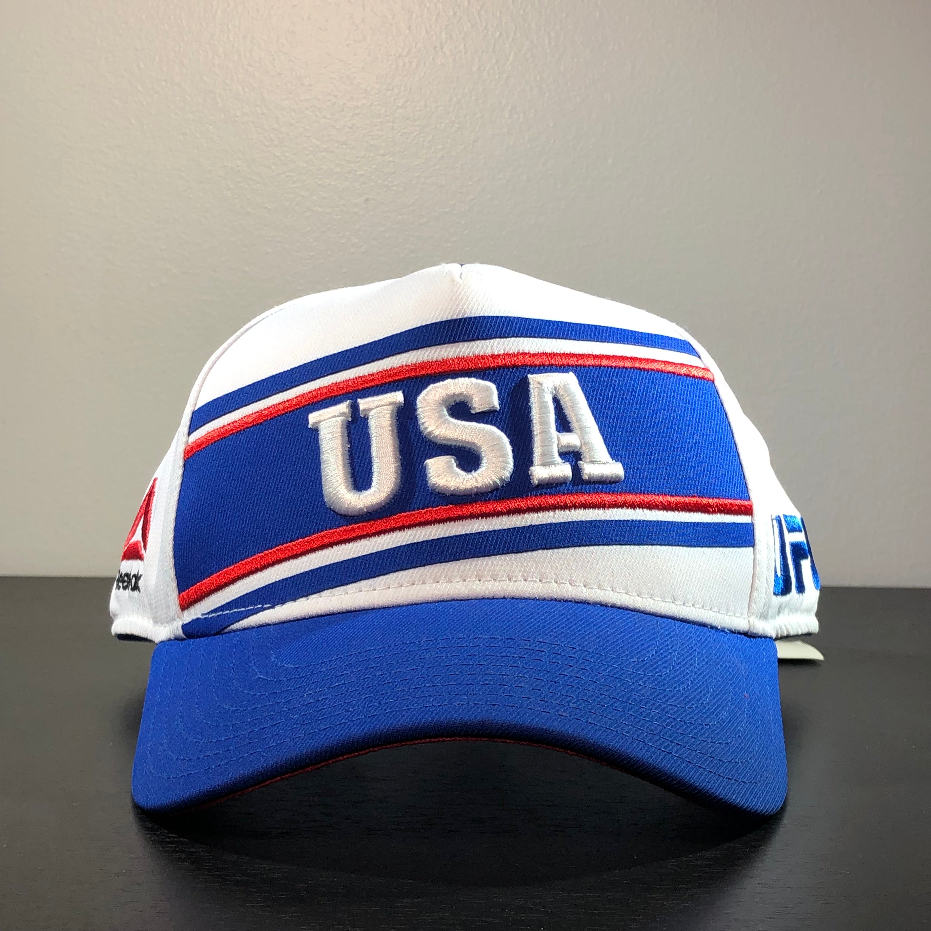 [VY09Z] UFC USA Structured Snapback Adjustable Hat - White | Royal | Red